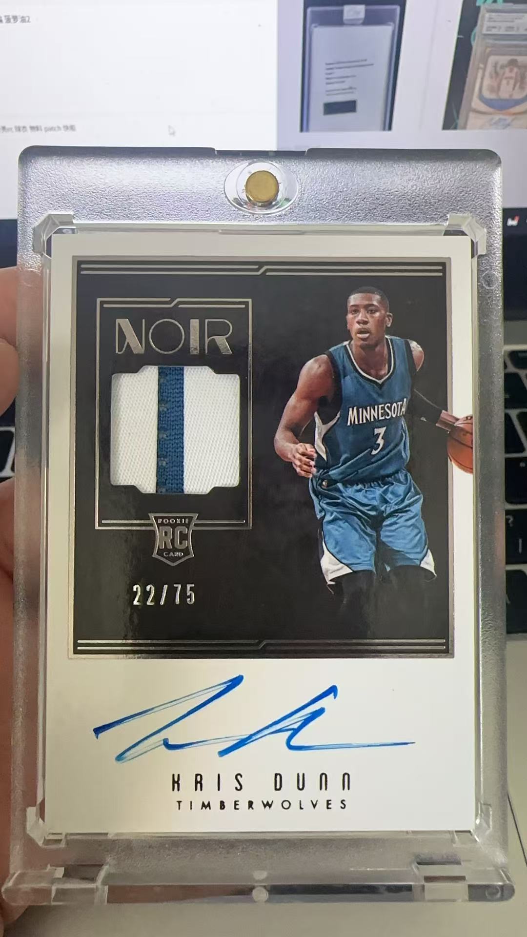 2016-17 Panini Noir Kris Dunn RC 诺尔 森林狼 克里斯邓恩 新秀 签字 卡签 RPA 75编 卡品如图【L】
