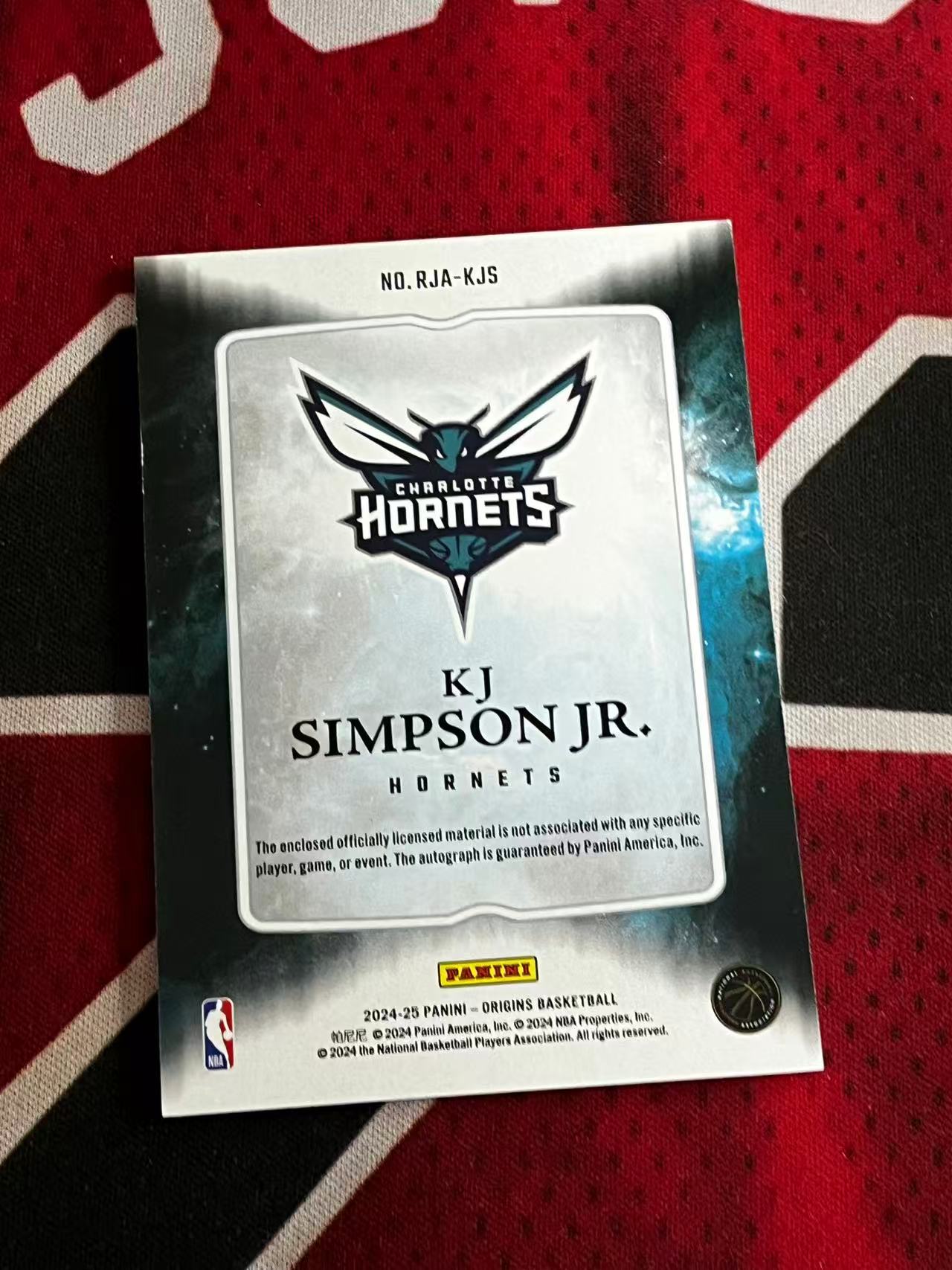 【接寄拍费率低至5%含卡淘手续费】2024-25 PANINI ORIGINS 起源系列 黄蜂 新秀RC 小KJ辛普森 RJA 球衣物料切割签字卡 专收凑套必备【烂臭嘴拍卖】