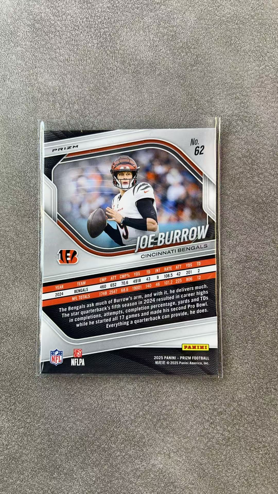 3504【330球星卡实体店代卖】2025 帕尼尼 PRIZM NFL 乔 伯罗 Joe Burrow 猛虎 超级四分卫 银折 仅顺丰寄付 (WWTY)