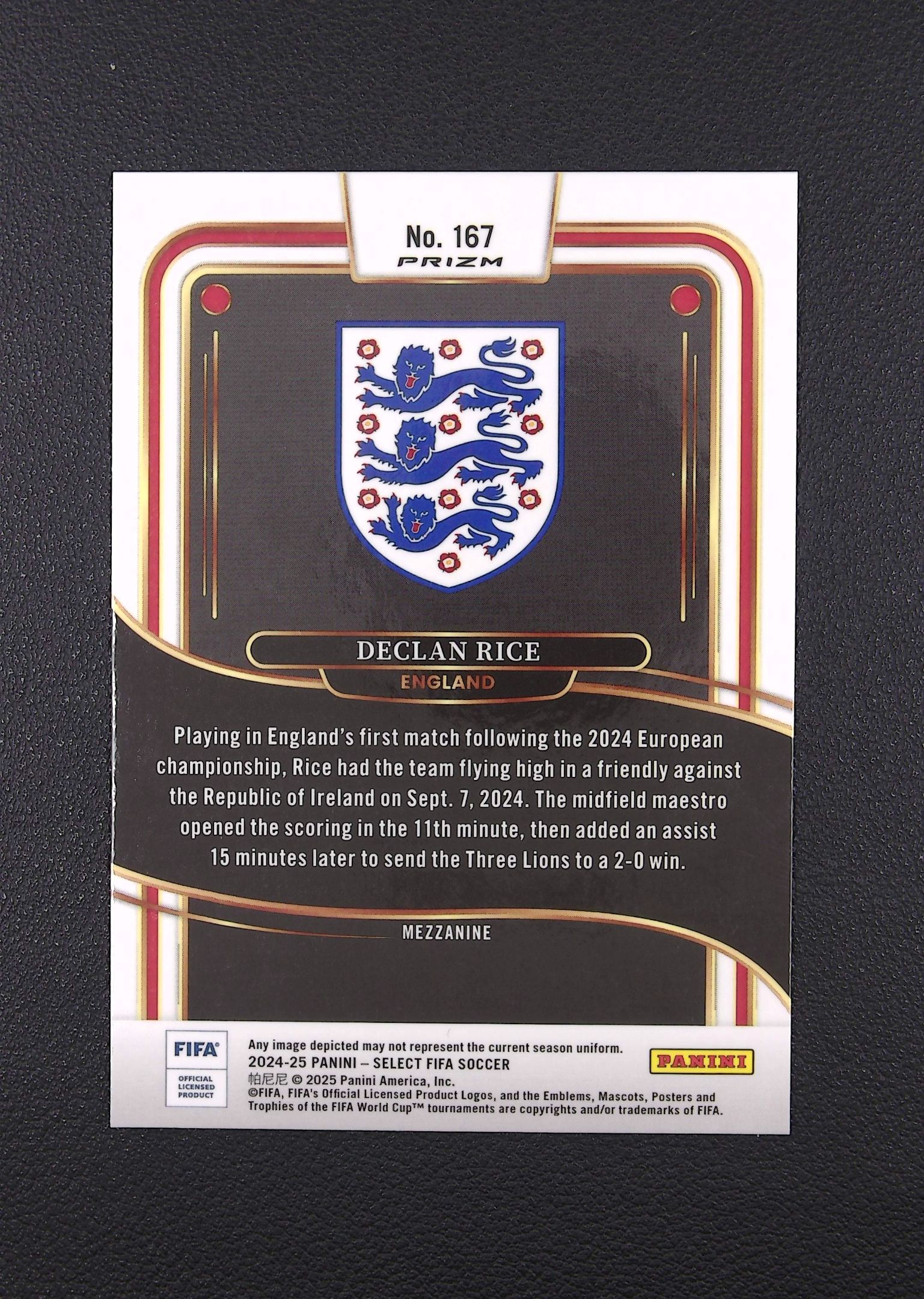 2024-25 Panini select Declan Rice 德克兰 赖斯 二级 蓝折 英格兰国家队【Big M 代拍】 M卫001