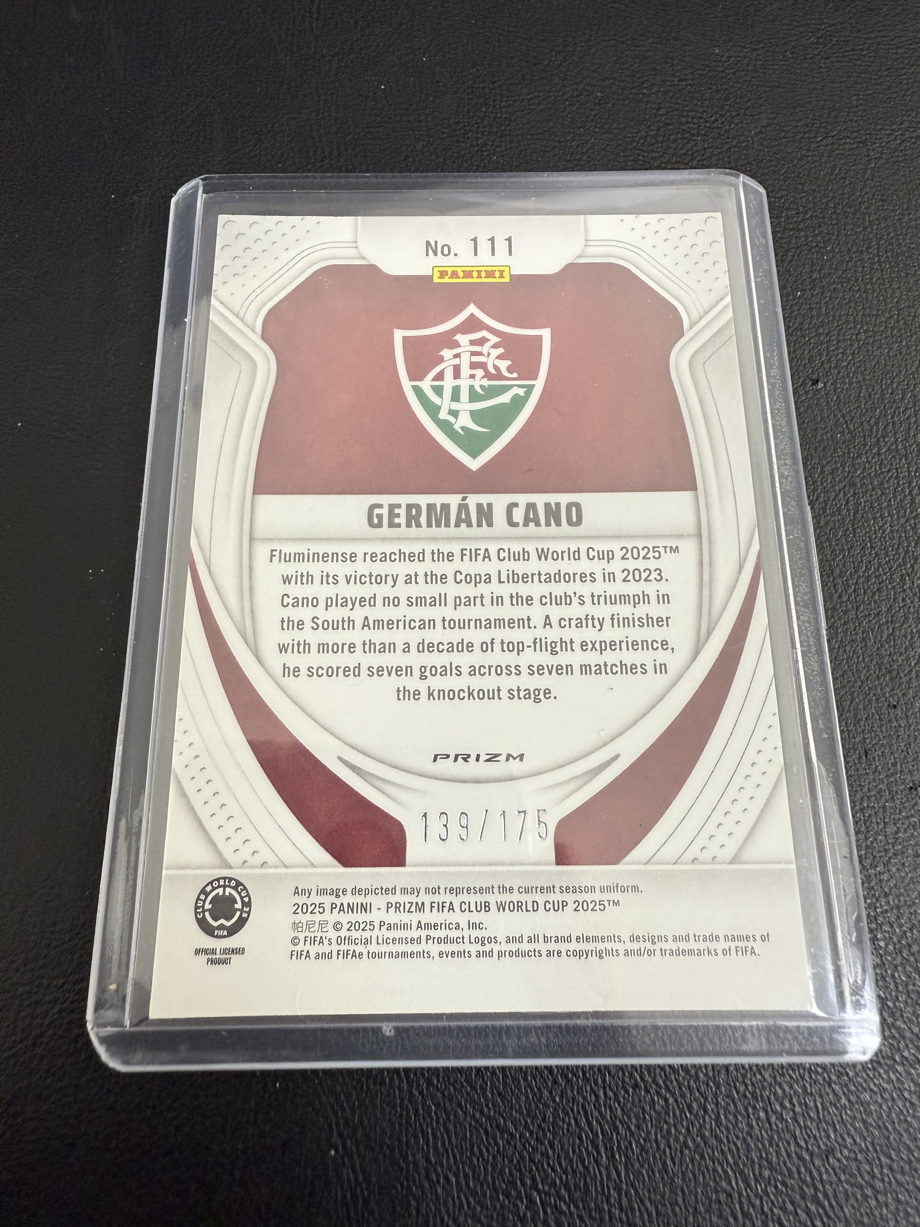 2025 Panini Prizm FIFA Club World Cup German Cano 赫尔曼 卡诺 弗鲁米嫩塞 RC 139/175编 卡品如图 只合并当日订单 【金叔代拍 秦月】