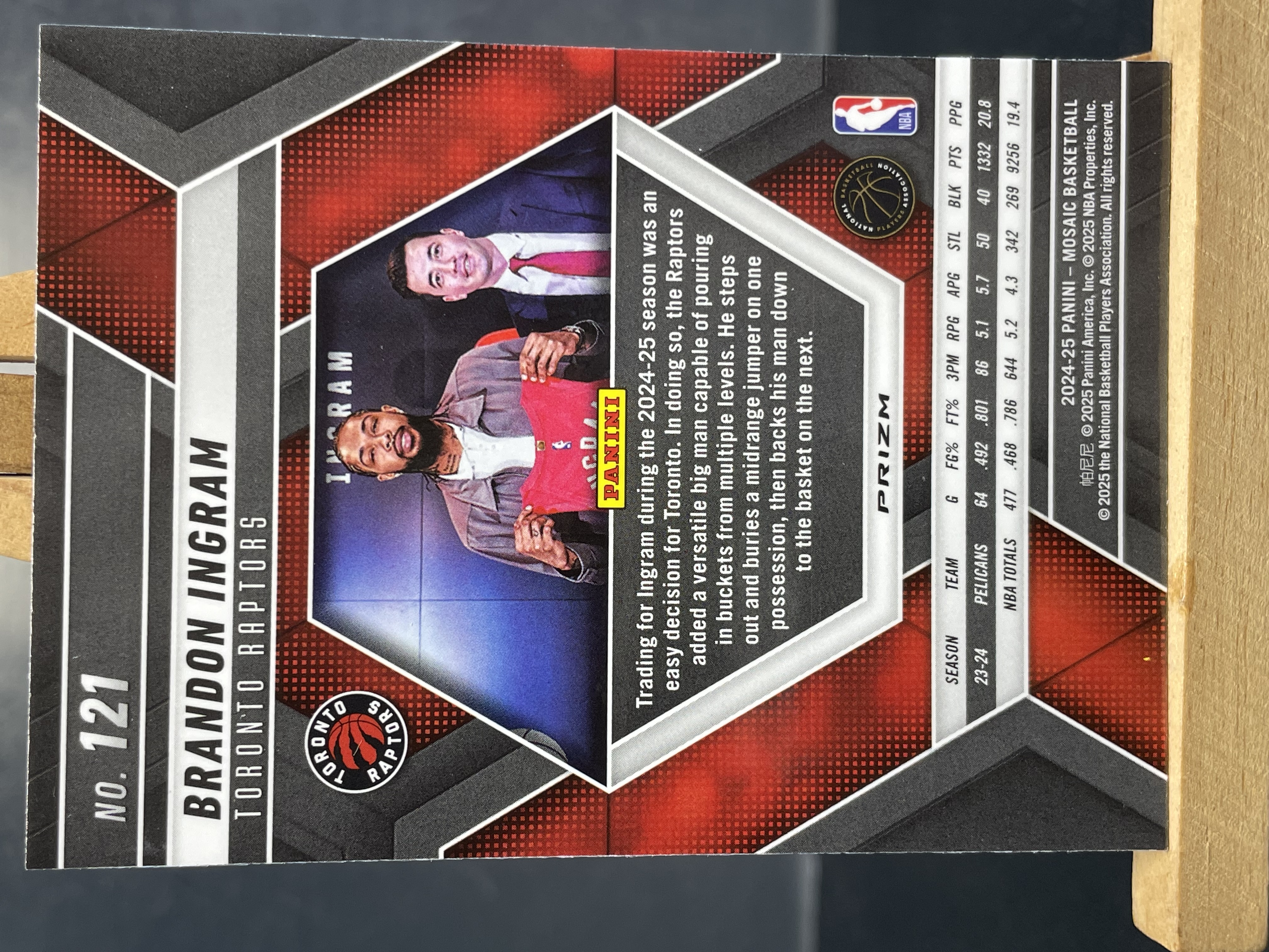 (B7) 2024-25 PANINI 马赛克系列 折射 布兰登 英格拉姆 猛龙 实卡好看 收藏凑套必备 卡品如图 !!!