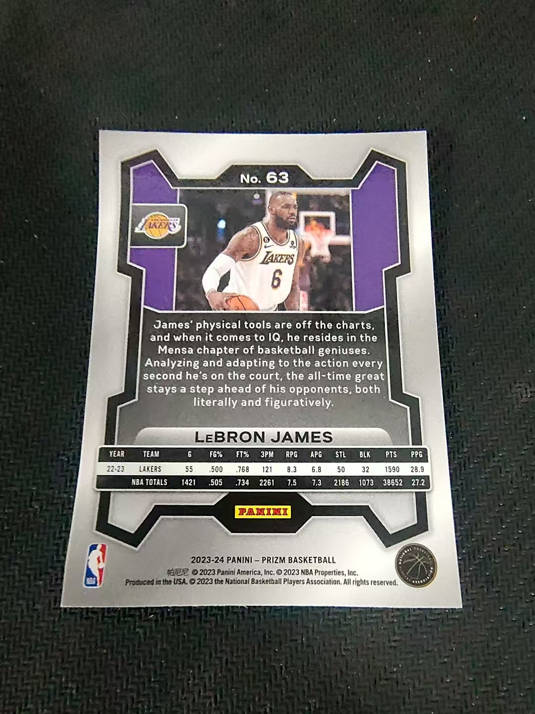 【可合并,不累计】2023-24 Panini Prizm LeBron James 勒布朗 詹姆斯 小皇帝 湖人 PZ 划痕 边角微瑕 #63