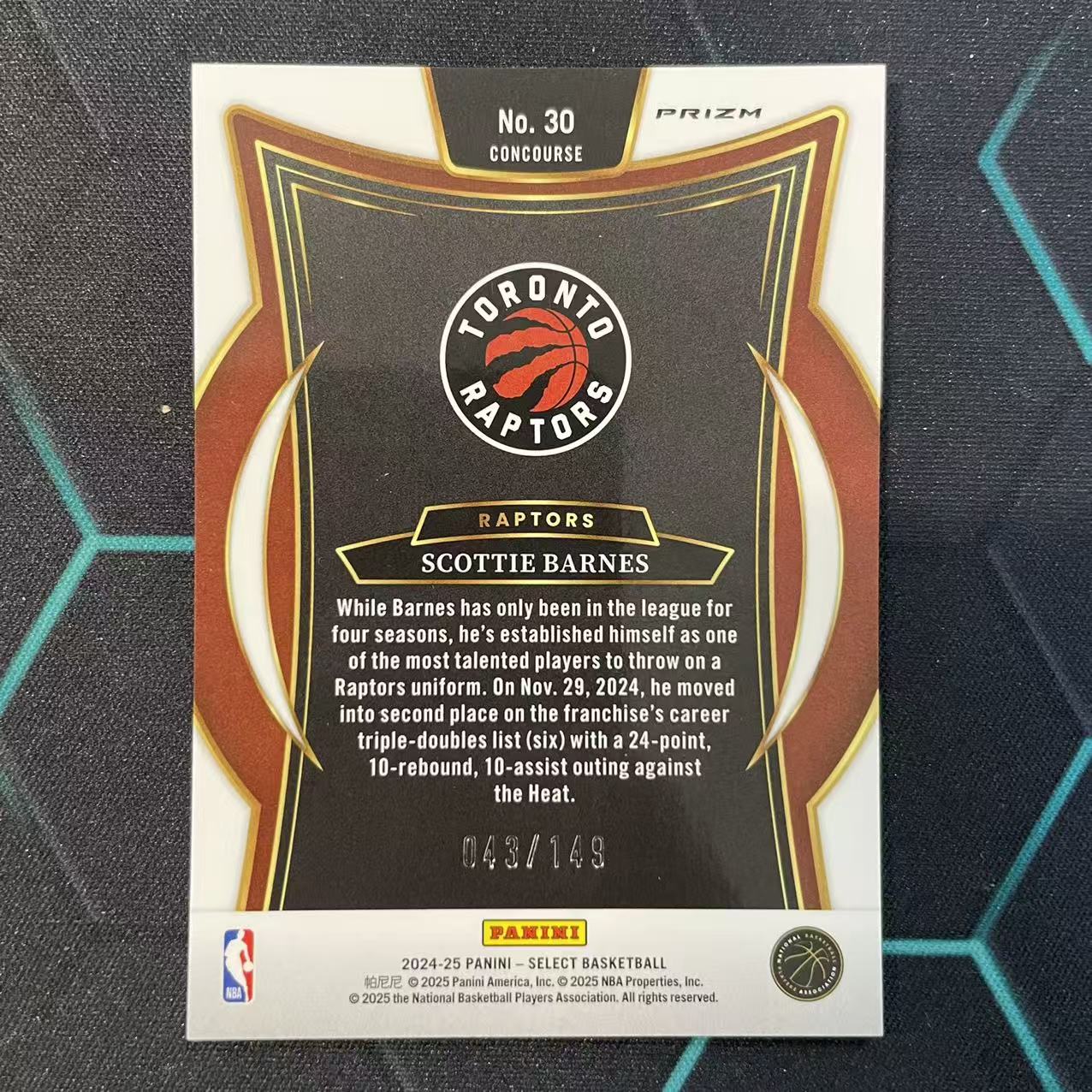 2024-25 Panini Select Scottie Barnes 【阿福代卖】 斯科蒂 巴恩斯 猛龙 白折 149编 收藏必备 (行行行)