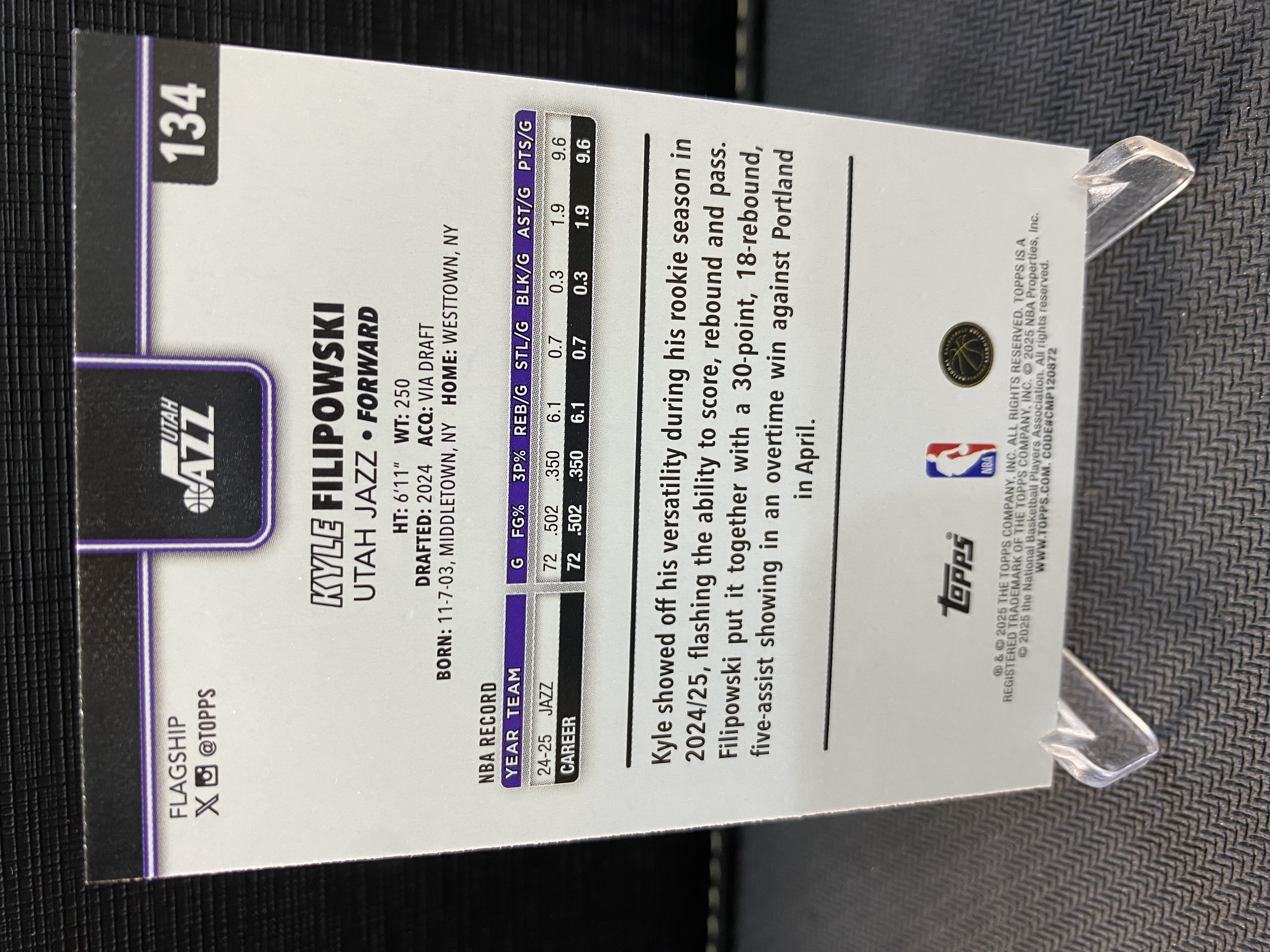 2025-26 Topps flagship Kyle Filipowski 爵士 菲利波夫斯基 折射 铜折 棕折 2025编 年份编 收藏必备 卡品如图 -Zle-【乌苏拍卖】