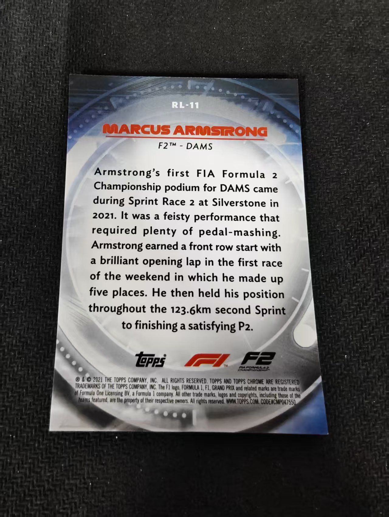 2021 Topps Chrome F1 Marcus Armstrong 马库斯 阿姆斯特朗 Red Liners 折射 银折 边角瑕疵 #11