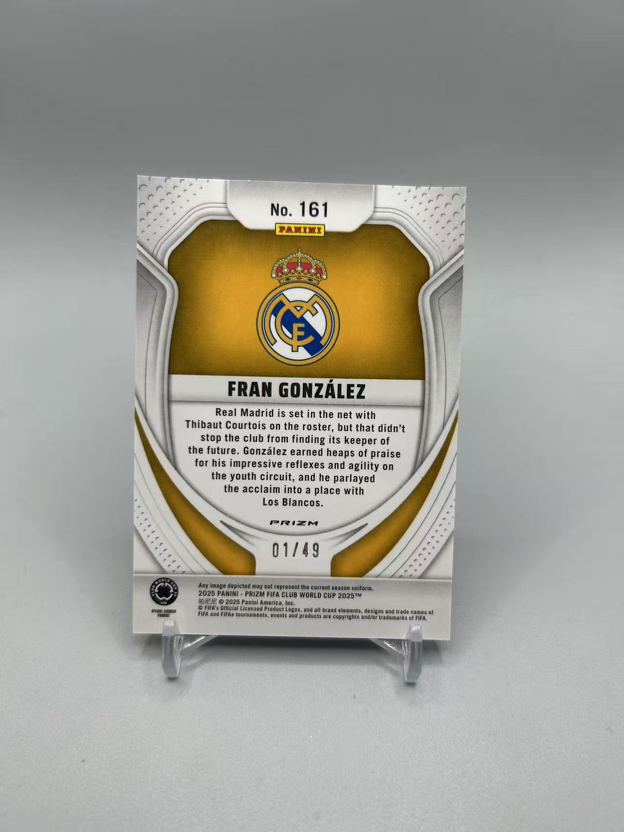 2025 Panini Prizm Fran González RC 【灰灰代拍】世俱杯PZ 皇马 冈萨雷斯 紫潘多拉折 新秀 01/49编 随无