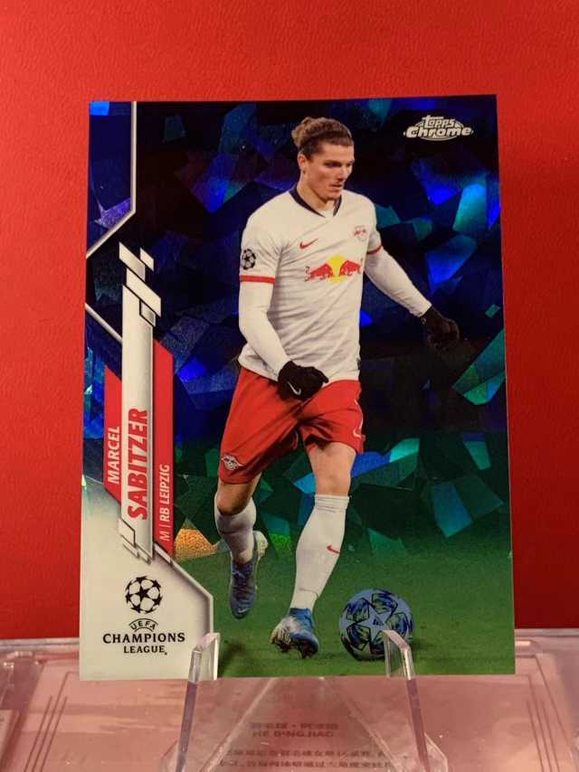 （老末代拍)E22 2020 Topps Chrome Marcel Sabitzer 萨比策 奥地利 莱比锡红牛 欧冠TC 蓝宝石 碎冰折 顺丰寄付 免费代拍 不保卡品