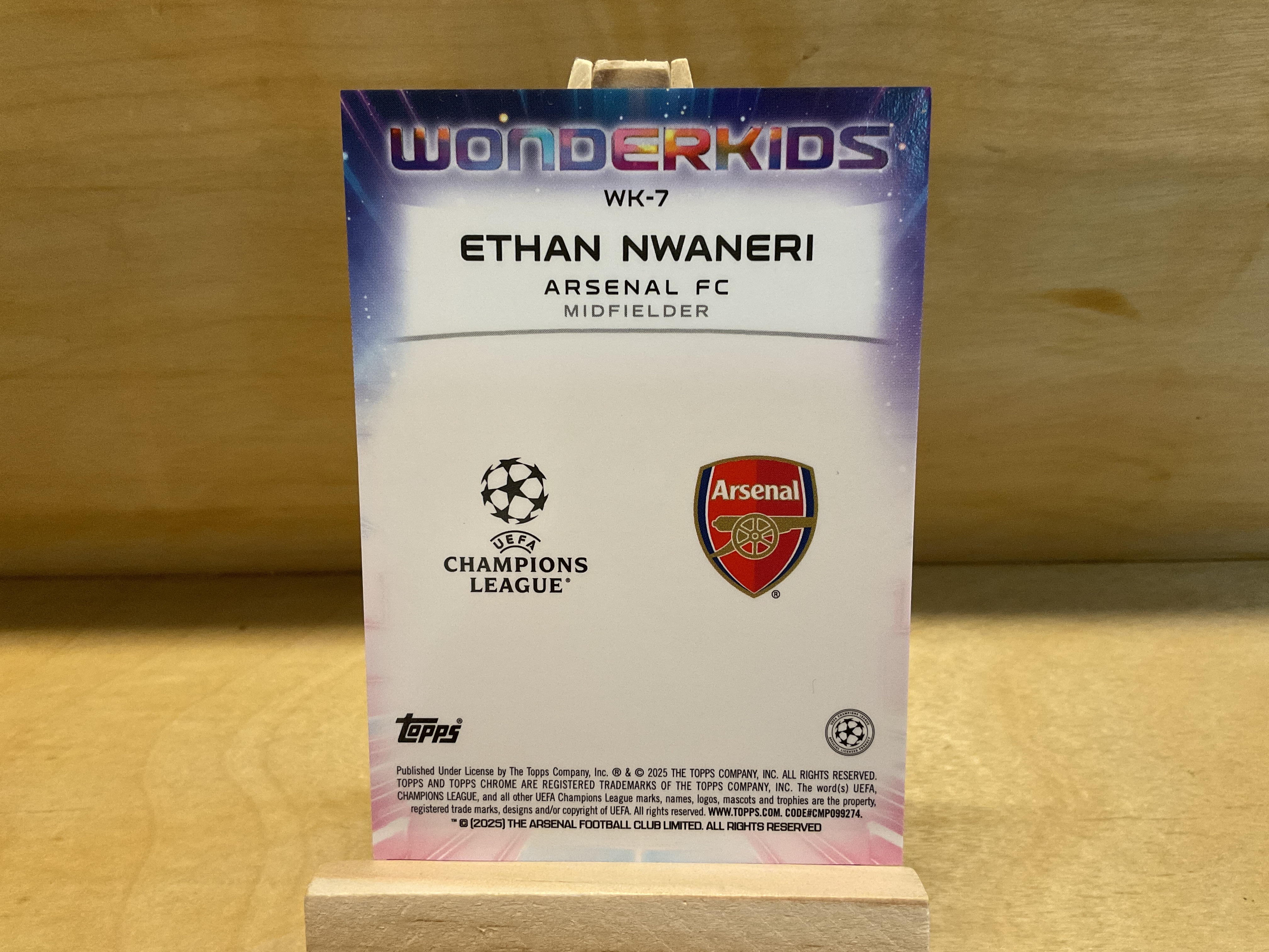 2025 Topps Topps Ethan Nwaneri RC #WK-7 阿森纳 日版 恩瓦内里 欧冠 金mojo折 伊森 RC