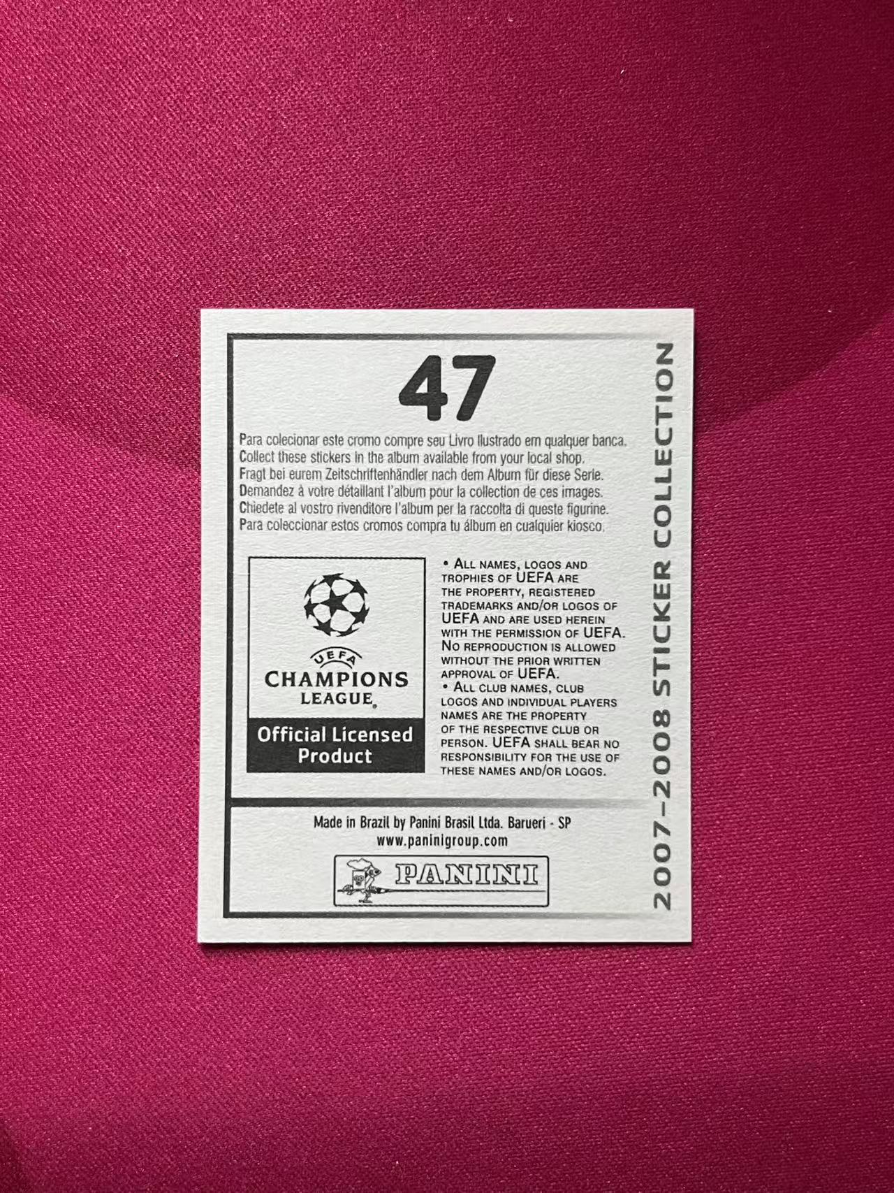 2007 Panini Stickers Gianluca Zambrotta #47 D184