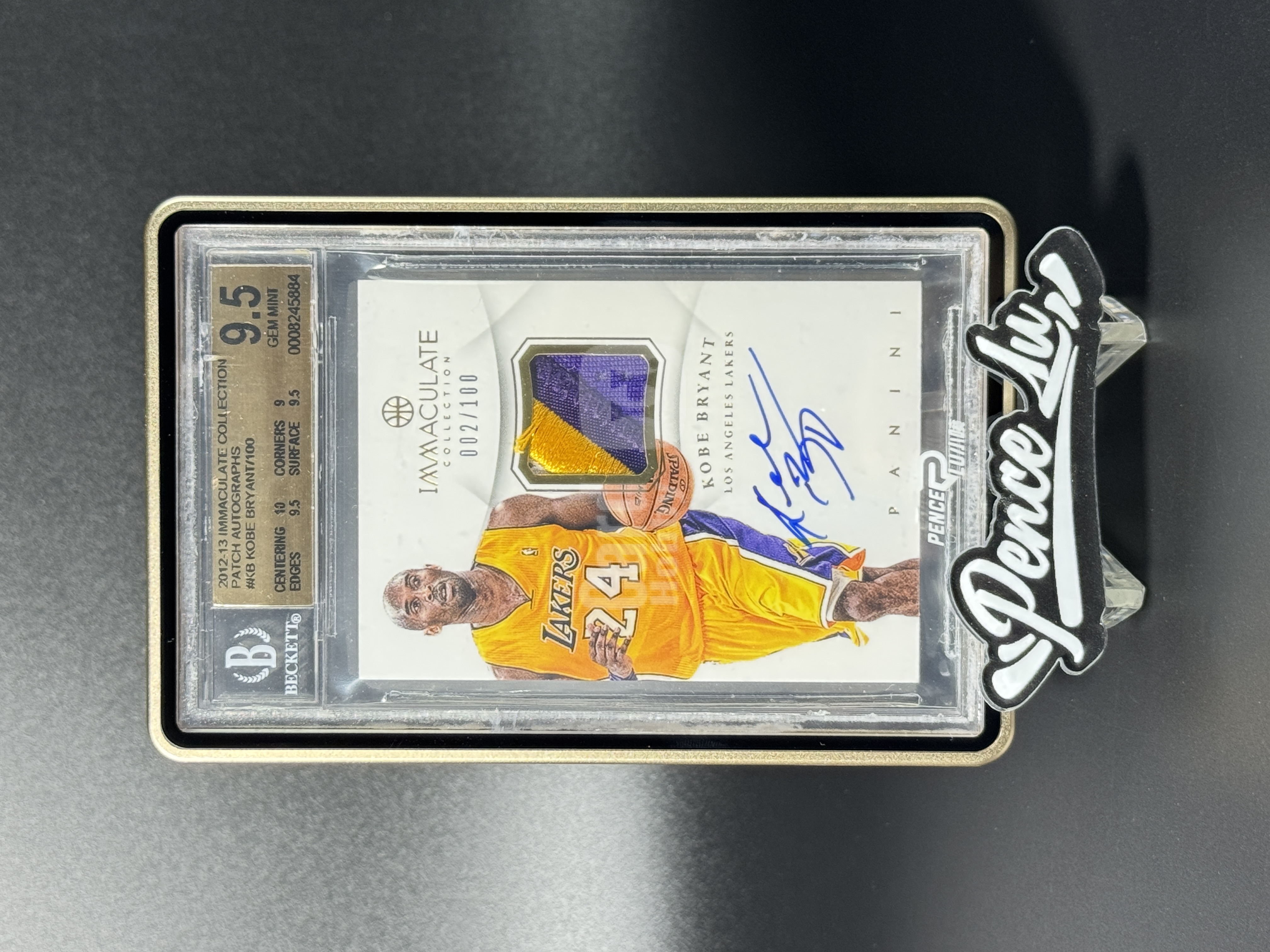 【喷子拍卖】2012-13 Immaculate Kobe Bryant 元年 洛杉矶湖人 科比 布莱恩特 patch 签字 100编 PA 卡签 老GU超有价 大hit卡 切割墨迹顶级 BGS金标9.5/10 壳有损 送订制壳 冲锋号