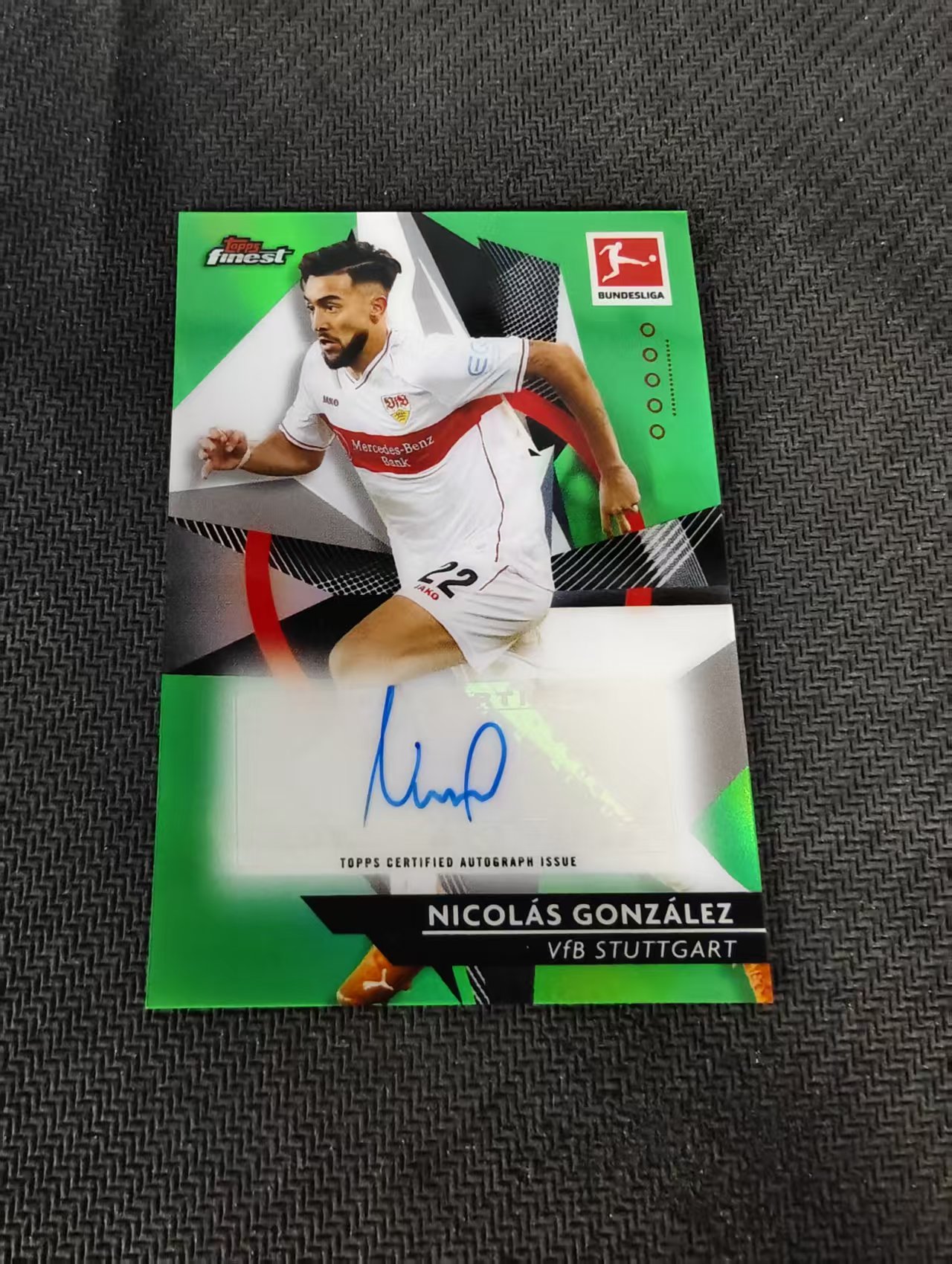 【可合并,不累计】2021 Topps Finest nicolas gonzalez 尼古拉斯 冈萨雷斯 德甲 绿折 签字 50编 边角微瑕