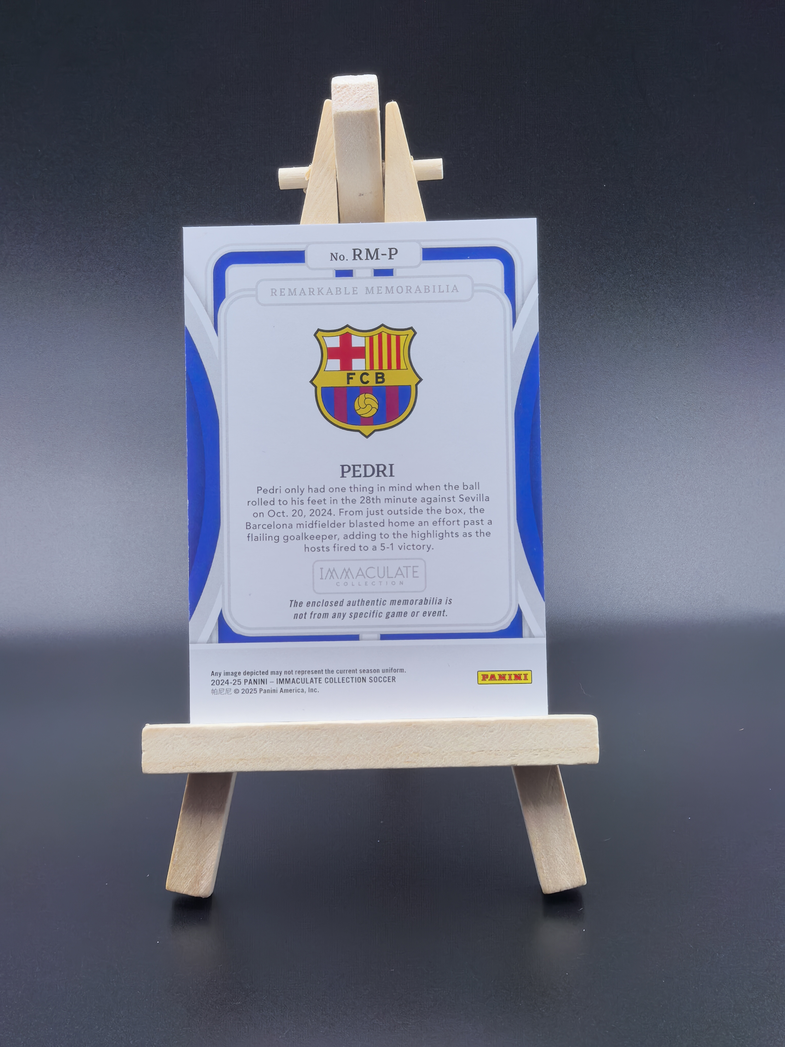 2024-25 Panini Immaculate Pedri 巴萨 巴塞罗那 西班牙 佩德里 小窗球衣物料切割 银平行 限量49编 卡品如图(生蚝哥)