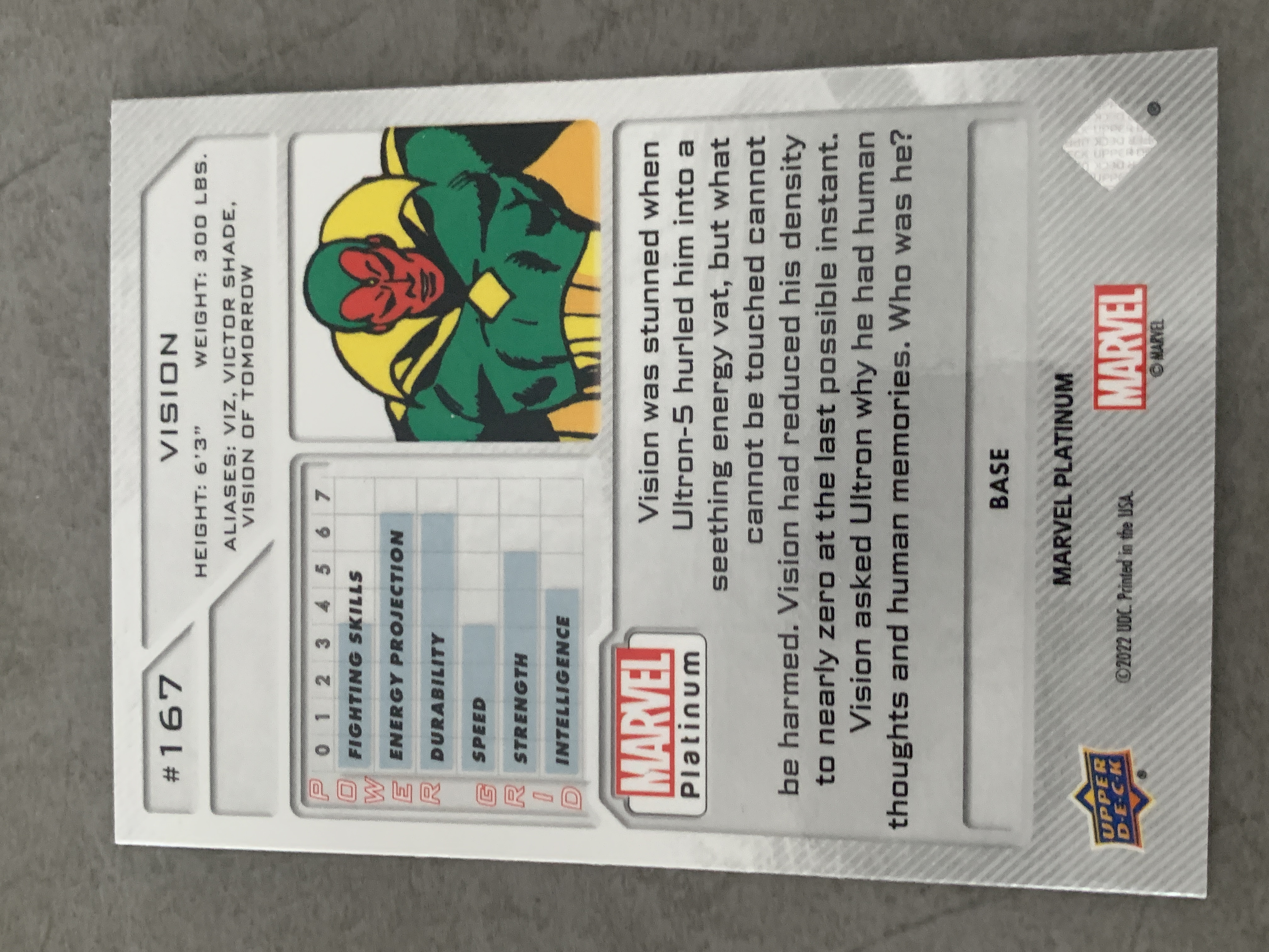 (A9) 2022 UPPER DECK 漫威 BASE 幻视 实卡好看 收藏凑套必备 卡品如图 !!!
