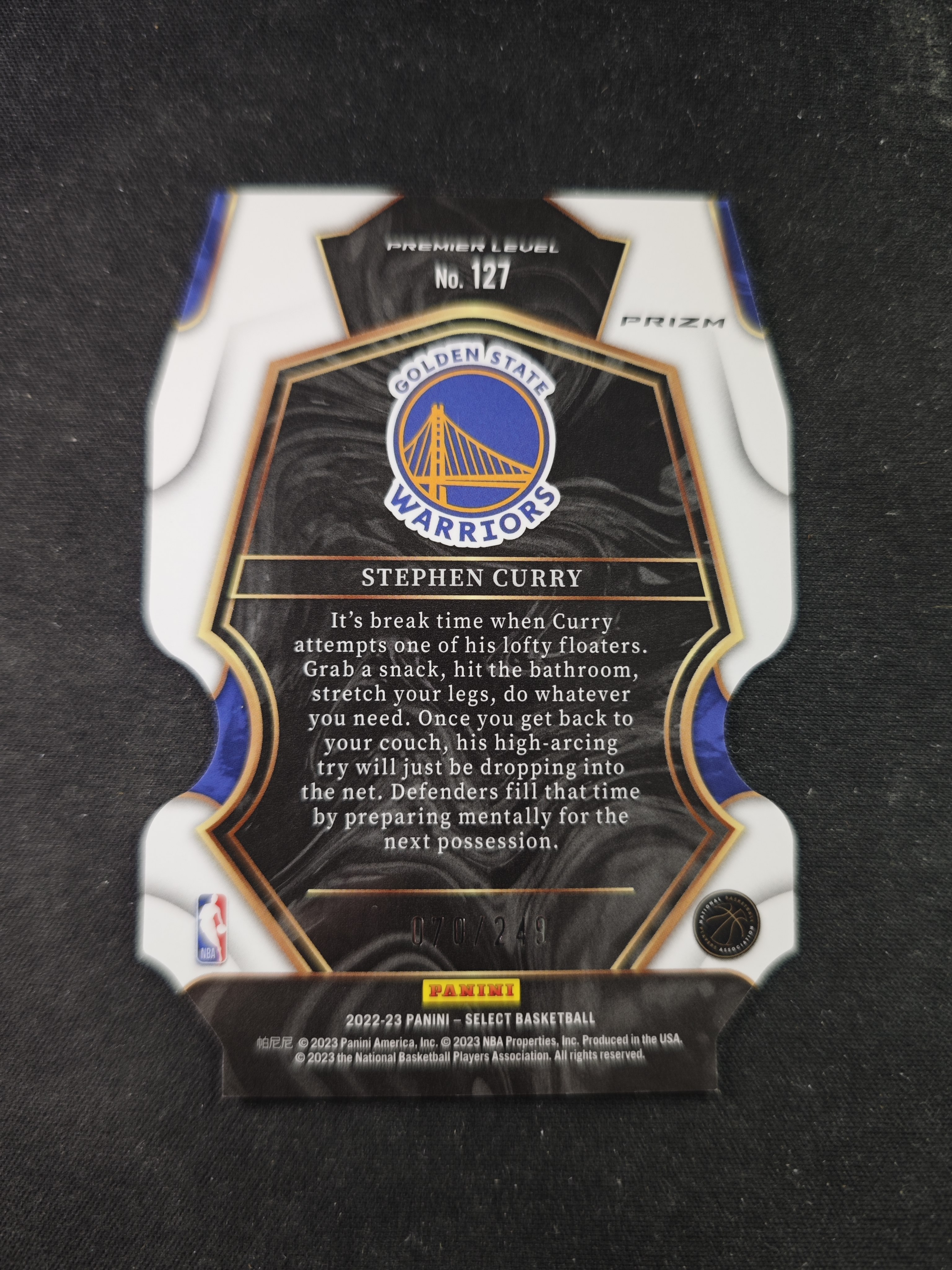 【蛤蟆特卖】斯蒂芬 库里 萌神 2022-23 PANINI SELECT系列 蓝色折射 限量249编 异型设计 超级漂亮 稀有好卡 边角微瑕 卡品如图 专收必备!
