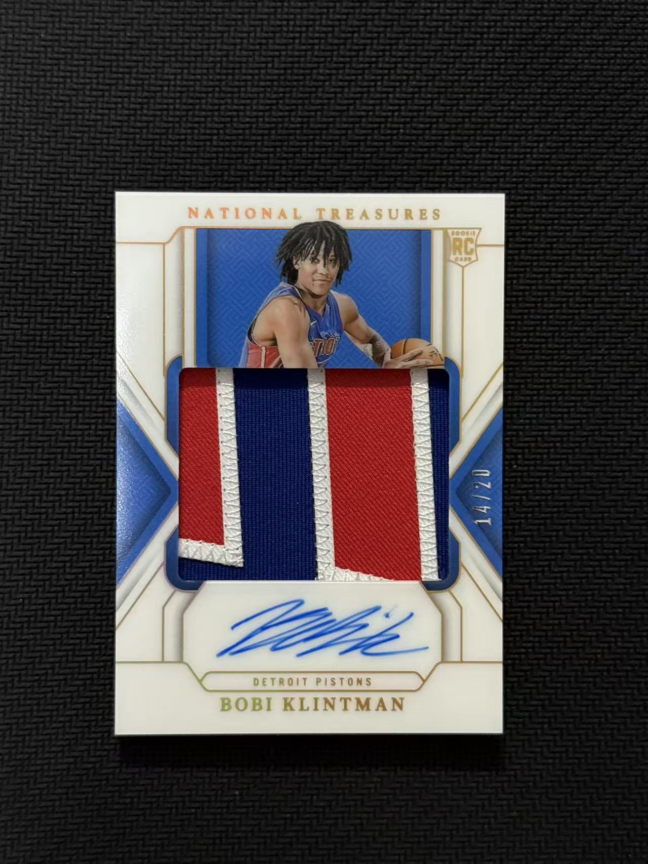 2024-25 Panini National Treasures Bobi Klintman RC 国宝 活塞 波比 克林特曼 14/20编 RPA 签字 卡签 镜面 暴力切割卡品如图 老公DR