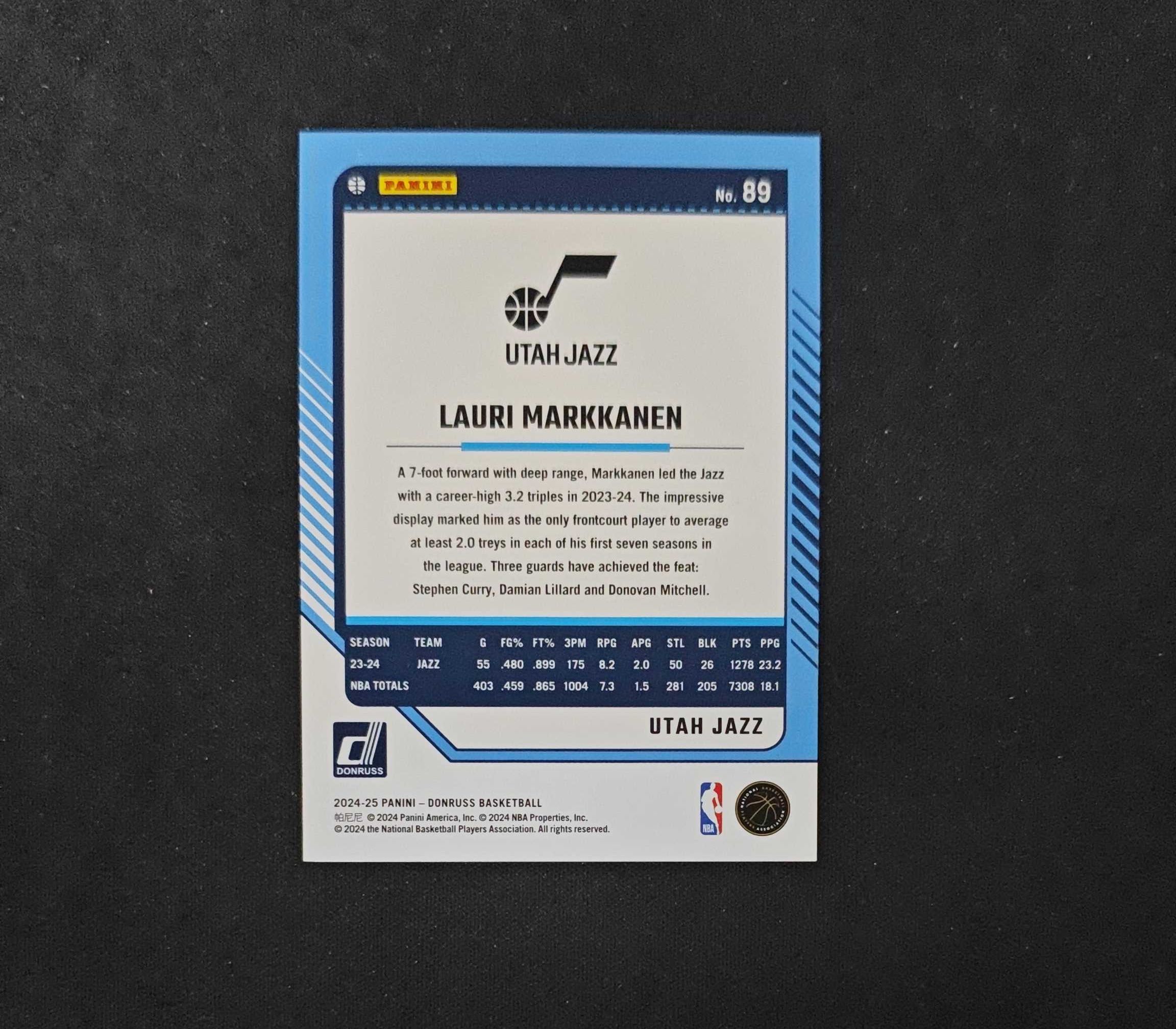 2024-25 Panini Donruss Lauri Markkanen 【SC拍卖】杜蕾斯 爵士 马尔卡宁 1/10编 金佛光 瑕疵如图 收藏必备(ing哥)