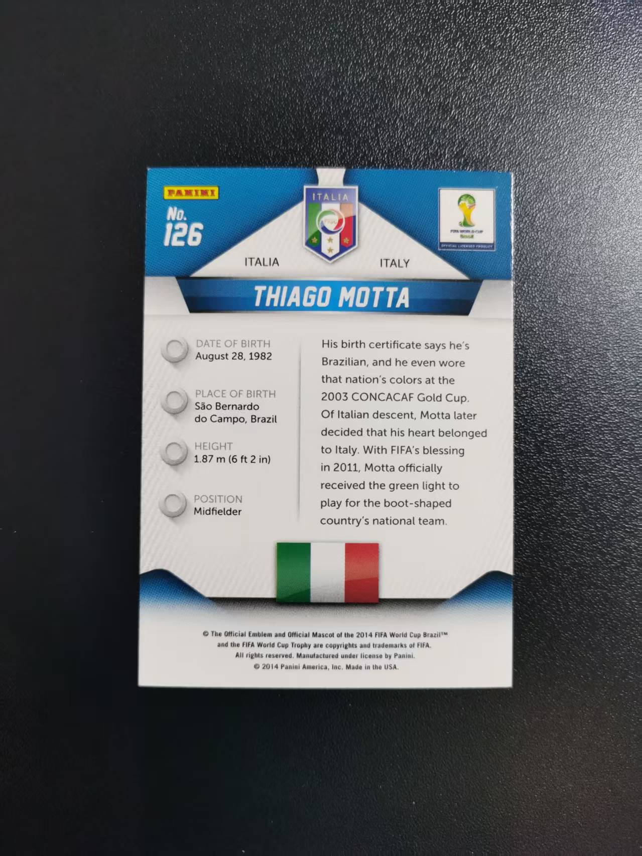 2014 Panini Prizm Thiago Motta 蒂亚戈莫塔 意大利 元年世界杯Prizm 收藏凑套 卡品如图 免费代拍CLB37