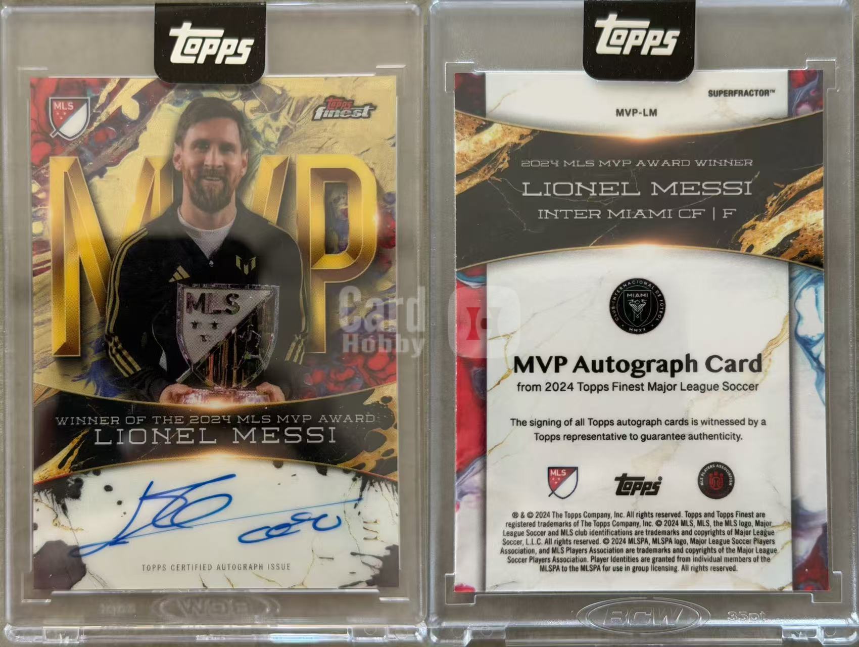 2024 Topps Finest Lionel Messi 【柠檬拍卖】迈阿密国际 梅西 1/1编 爆金折 卡签 签字 ofo 唯一正系列 MVP 捧杯选图 美职联 巴萨 阿根廷 原封砖 #皮卡丘