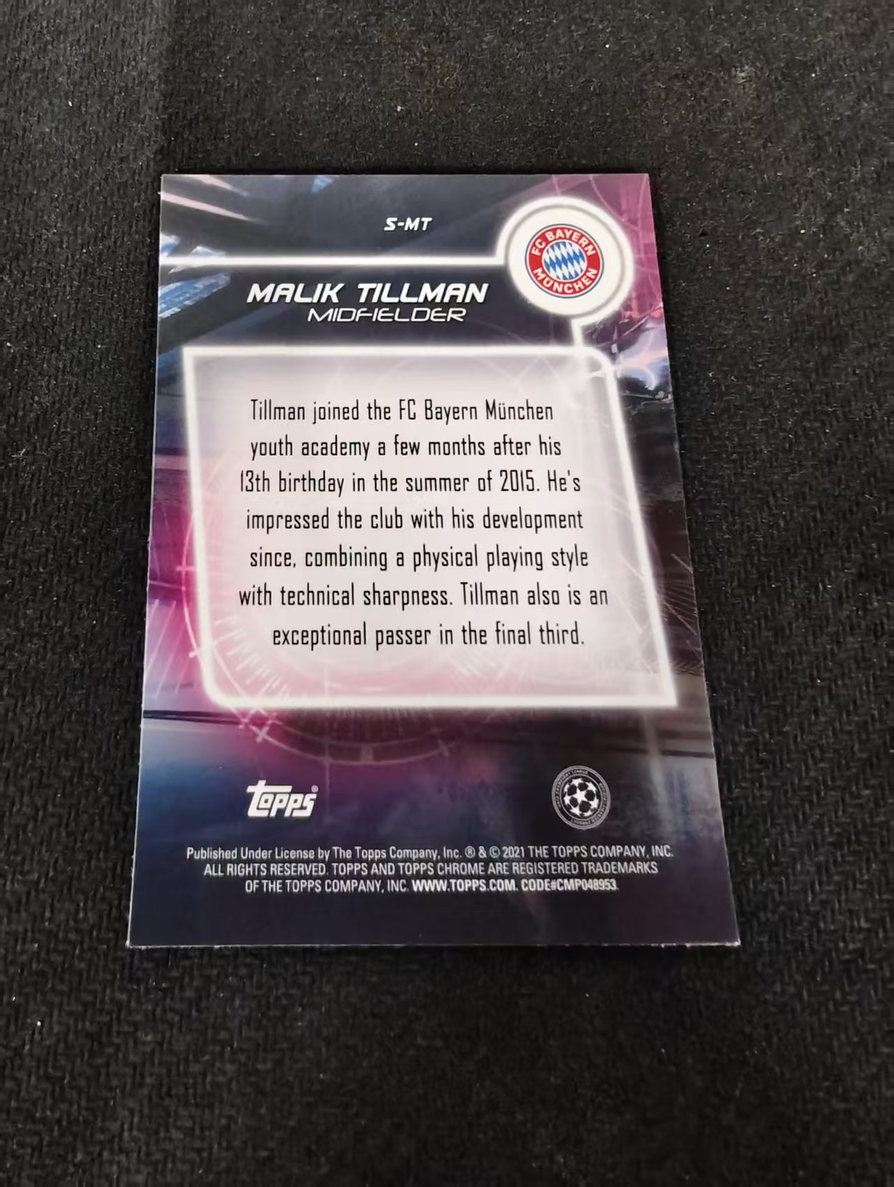 【可合并,不累计】2021 Topps Chrome Malik Tillman 拜仁慕尼黑 蒂尔曼 美国 埃因霍温 新秀RC 欧冠 银折 不保卡品 介意勿拍
