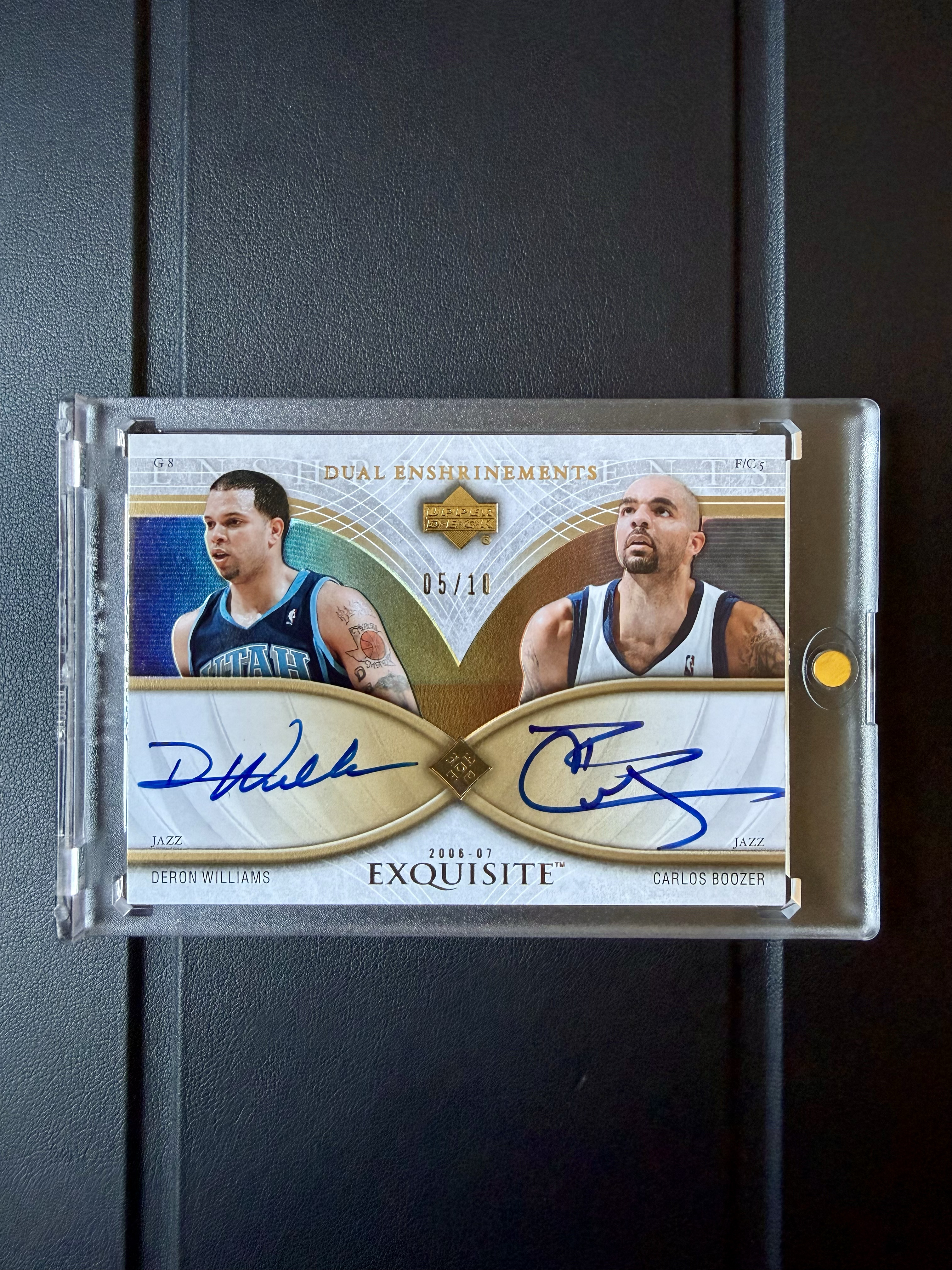 2006-07 Upper Deck Exquisite Collection deron boozer 爵士 木盒德隆 布泽尔 大金牌 /10编 双人 签字 稀少 无平行 品墨俱佳 姚明 麦迪劲敌