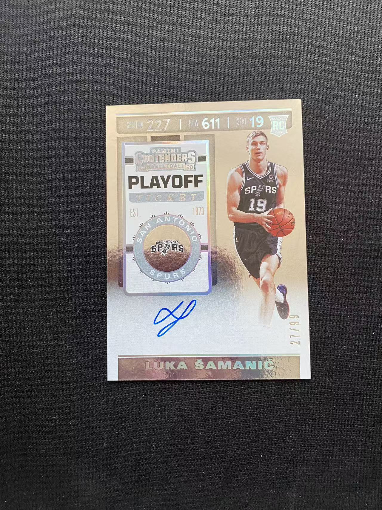 2019-20 panini Contenders 球票 Luka Samanic RC 卢卡 萨马尼齐 99编 新秀 马刺 签字 卡签 新秀签【king#35】