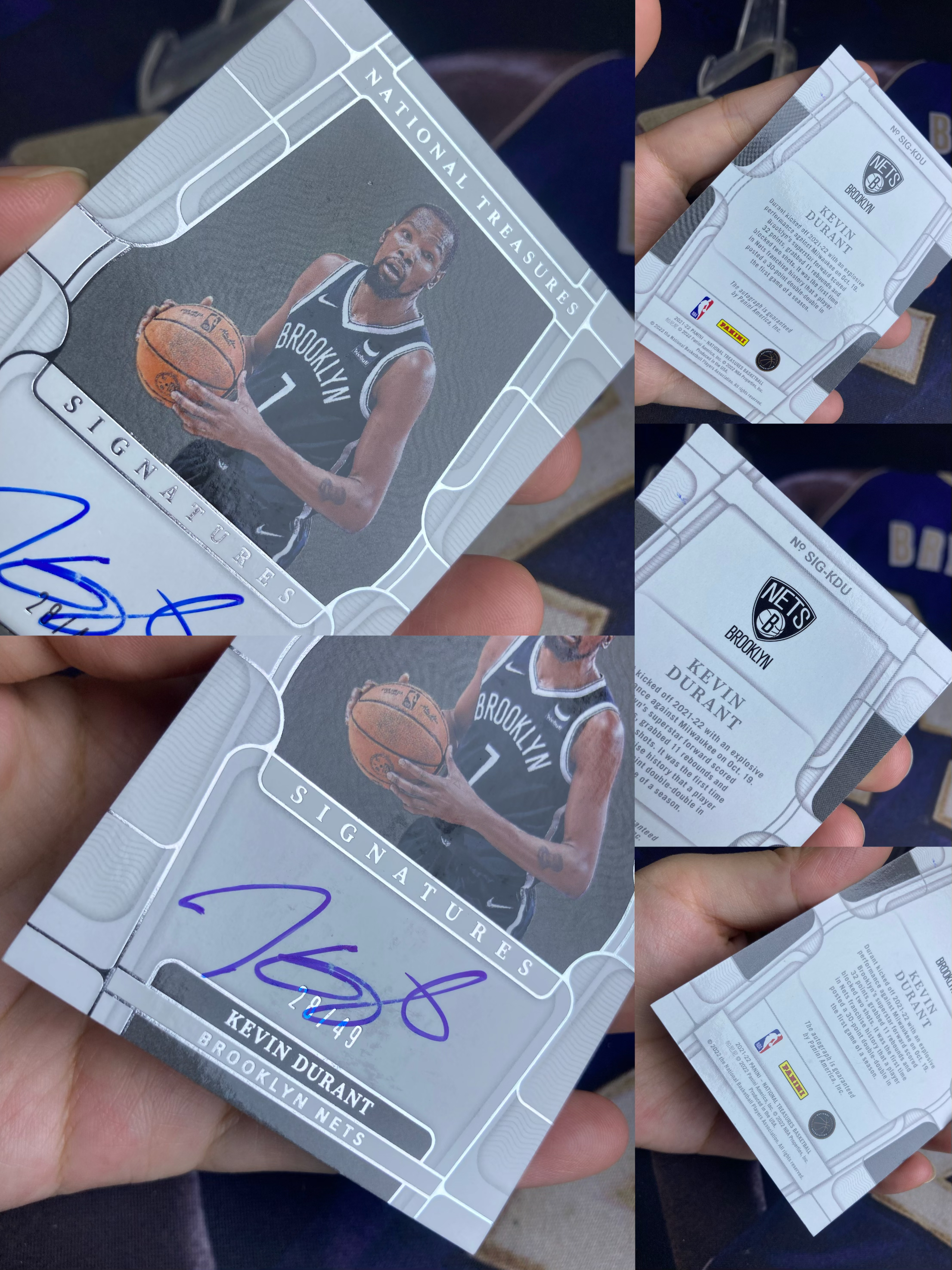 2021-22 Panini National Treasures Kevin Durant 【星卡优转】国宝系列 篮网 凯文 杜兰特 28/49编 签字 卡签 专收必备 墨迹如图 微瑕如图 成