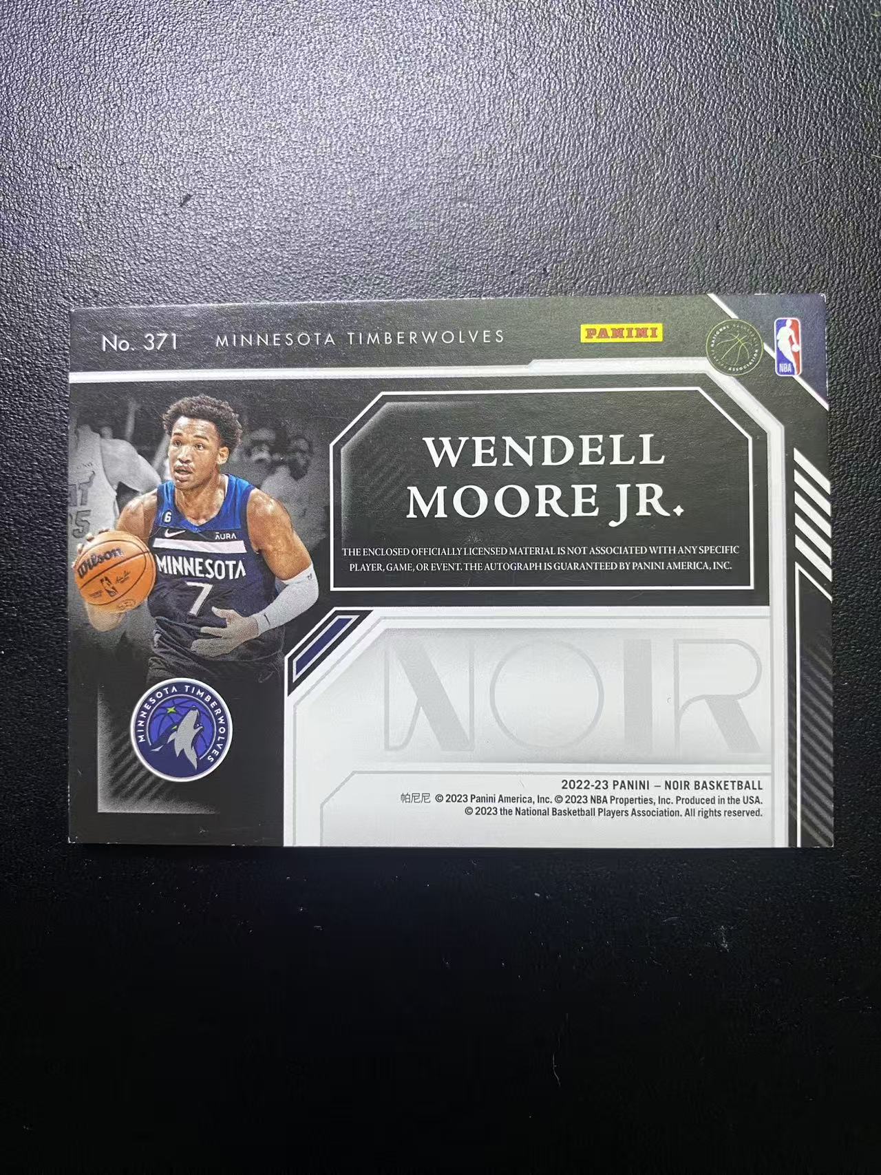 2022-23 Panini Noir Wendell Moore Jr. RC 森林狼 小温德尔 摩尔 诺尔 RJA 新秀年 签字 卡签 99编 卡品如图 值得收藏 金豆豆