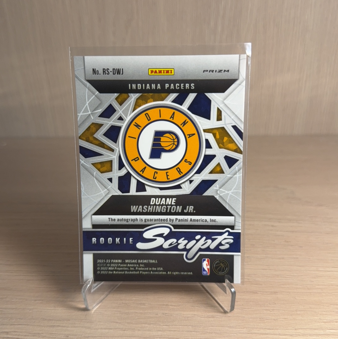 2021-22 Panini Mosaic Duane Washington Jr. RC 【免费代卖】步行者 新秀 RC 杜安 小华盛顿 马赛克 签字 贴签 银折 折射 卡品如图 值得收藏!!