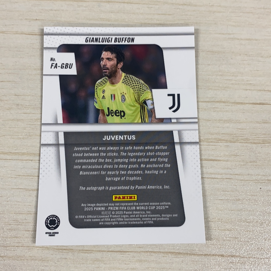 【小牛代拍】2025 Panini Prizm FIFA Club World Cup Gianluigi Buffon 詹路易吉 布冯 小将 意大利 尤文图斯 签字 Flashback 闪(一哥)