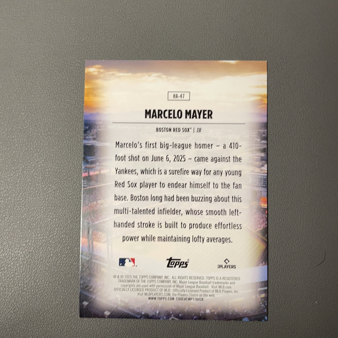 2025 Topps Update Marcelo Mayer RC 梅耶尔 红袜 首轮秀 大物 新秀 地标特卡 大比例 sp 卡背印刷线如图 #1【9527】