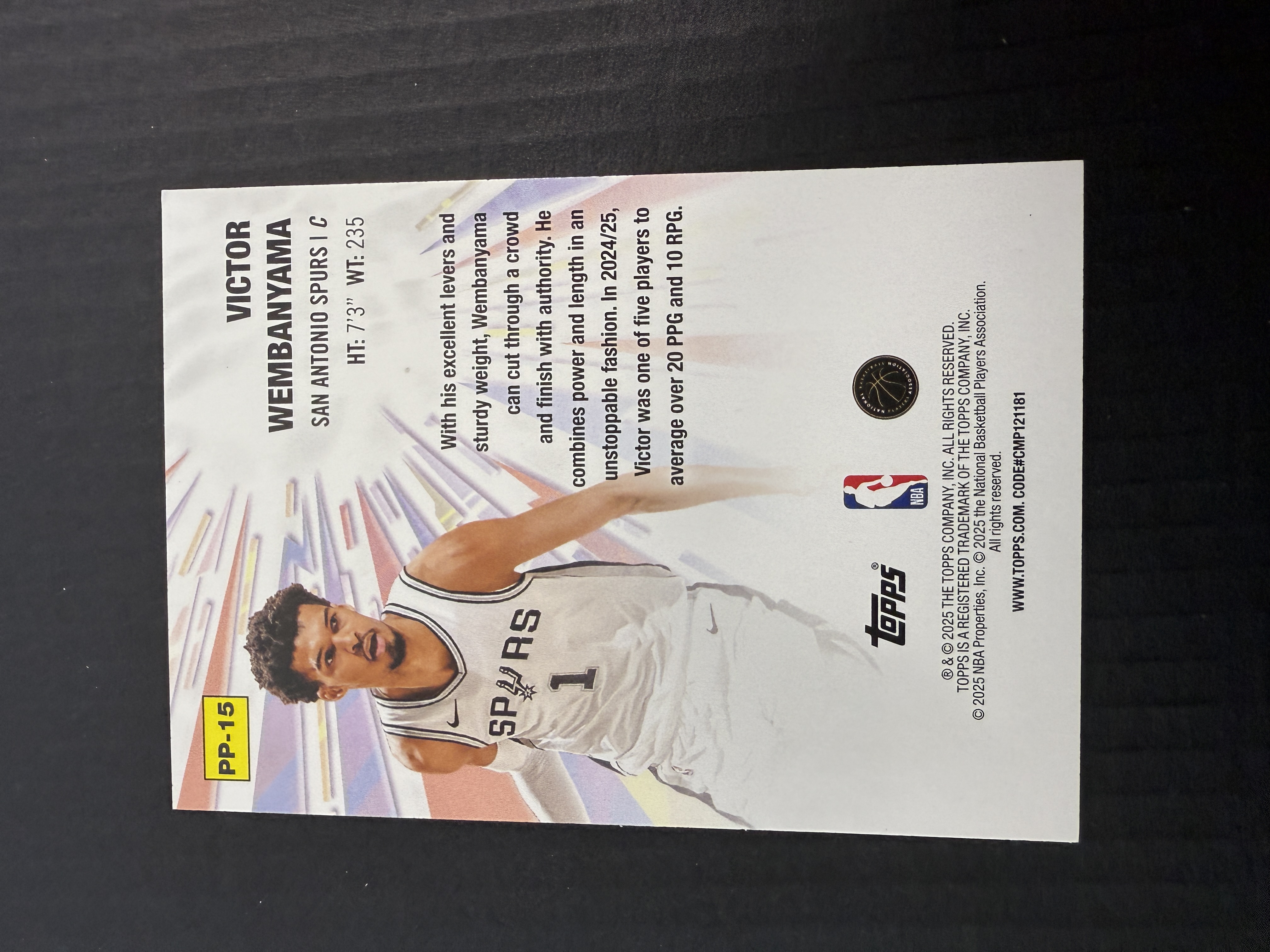 【GOAT山羊拍卖】航 2025-26赛季 topps系列 文班亚马 power特卡 少见 马刺超新星 品相如图