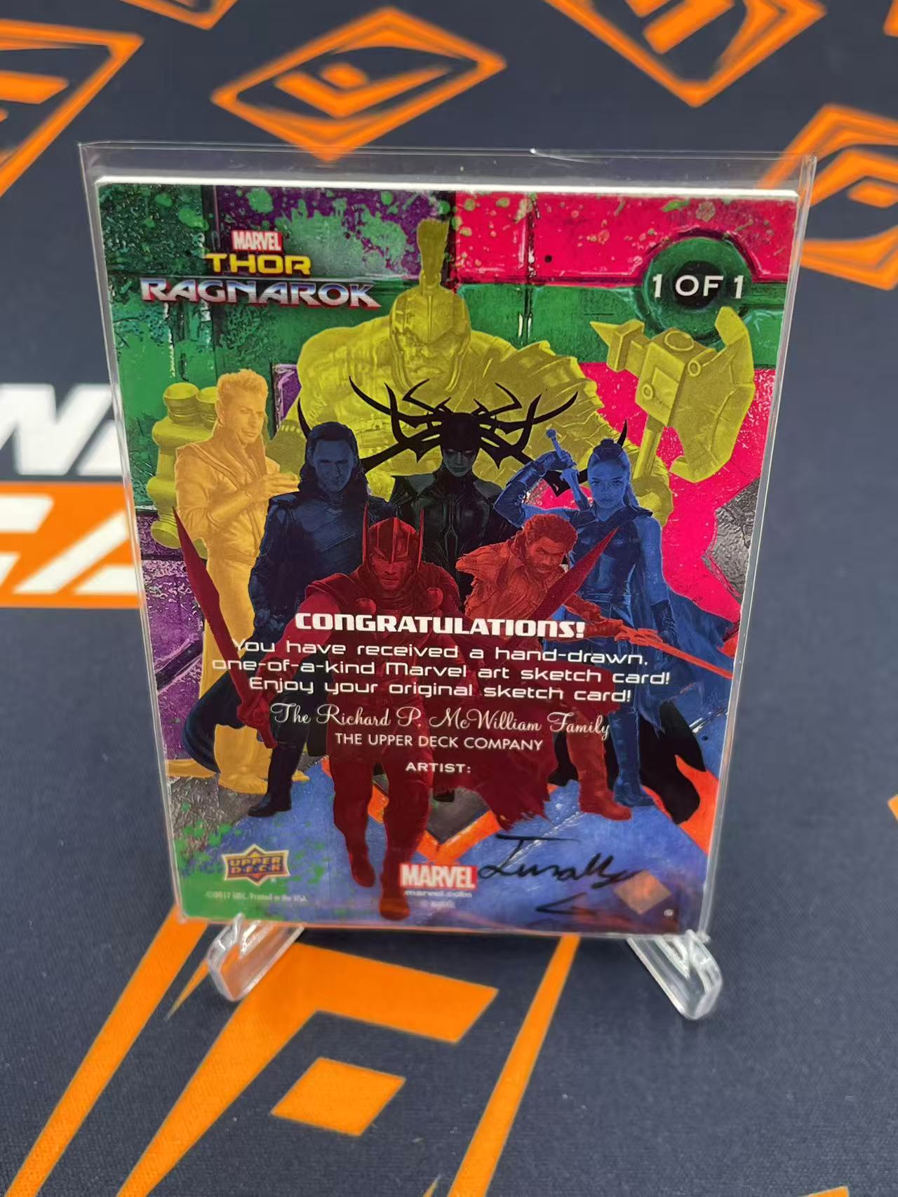 2017 Marvel (MCU) Upper Deck 漫威 雷神索尔 Thor 诸神黄昏 手绘卡 Sketch 【缇缇代拍】 1/1编 霍根 Hogun 画师 亲笔签名 值得收藏 天空城