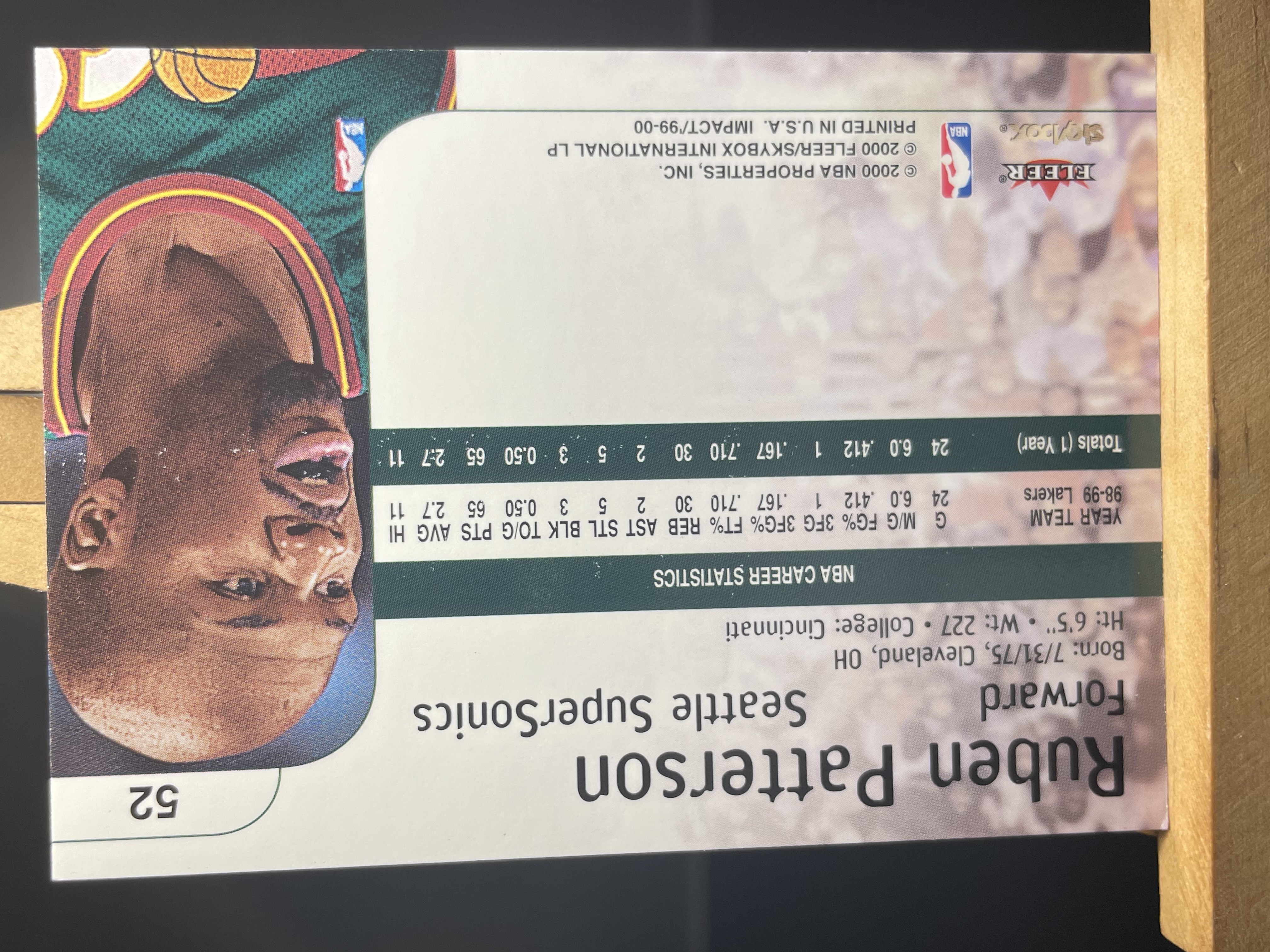 (A1) 2000 FLEER 老卡 别名 科比终结者 鲁本 帕特森 卡面老化 边角微瑕 售出不退不换 !!!