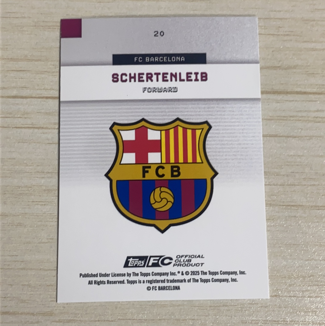 【小牛代拍】2025 Topps FC Barcelona SCHERTENLEIB R 巴萨队盒 谢尔滕莱布 巴塞罗那 199编 碎冰折 卡品如图 收藏必备(一哥)