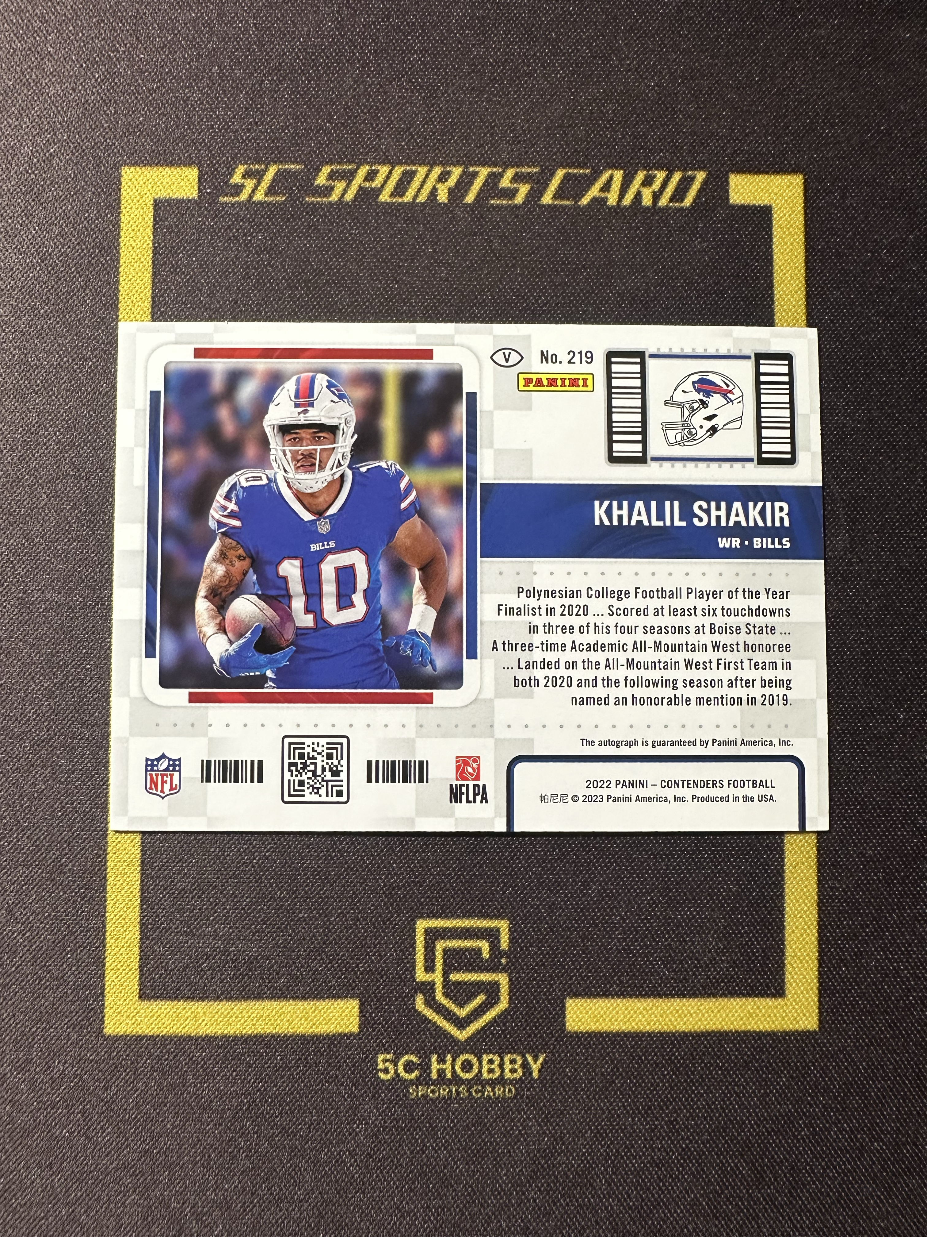 【主演出卡】2022 panini 橄榄球 contenders 球票系列 比尔 Khalil Shakir 变化版 新秀 球票 签字 卡品如图