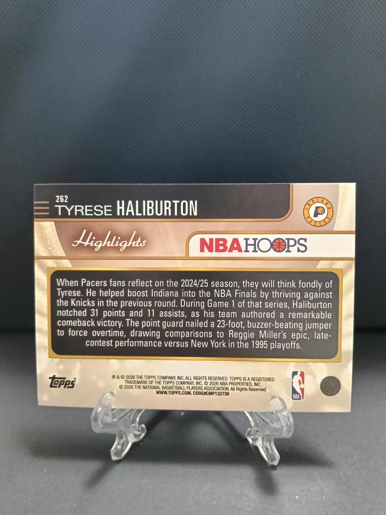 2026 Topps Hoops Tyrese Haliburton 步行者 高光时刻 泰瑞斯 哈利伯顿 银折 折射 卡品如图