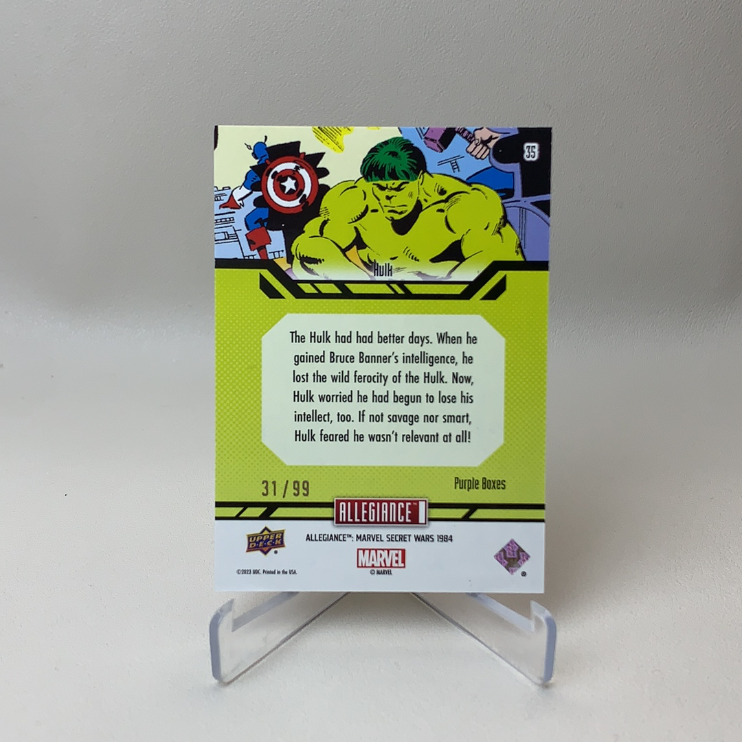 【弈卡代拍】2023 Upper Deck Marvel漫威 Secret Wars 秘密战争 紫折 折射 Hulk 浩克 绿巨人 31/99编 品相如图 凑套必备 真帕杰洛