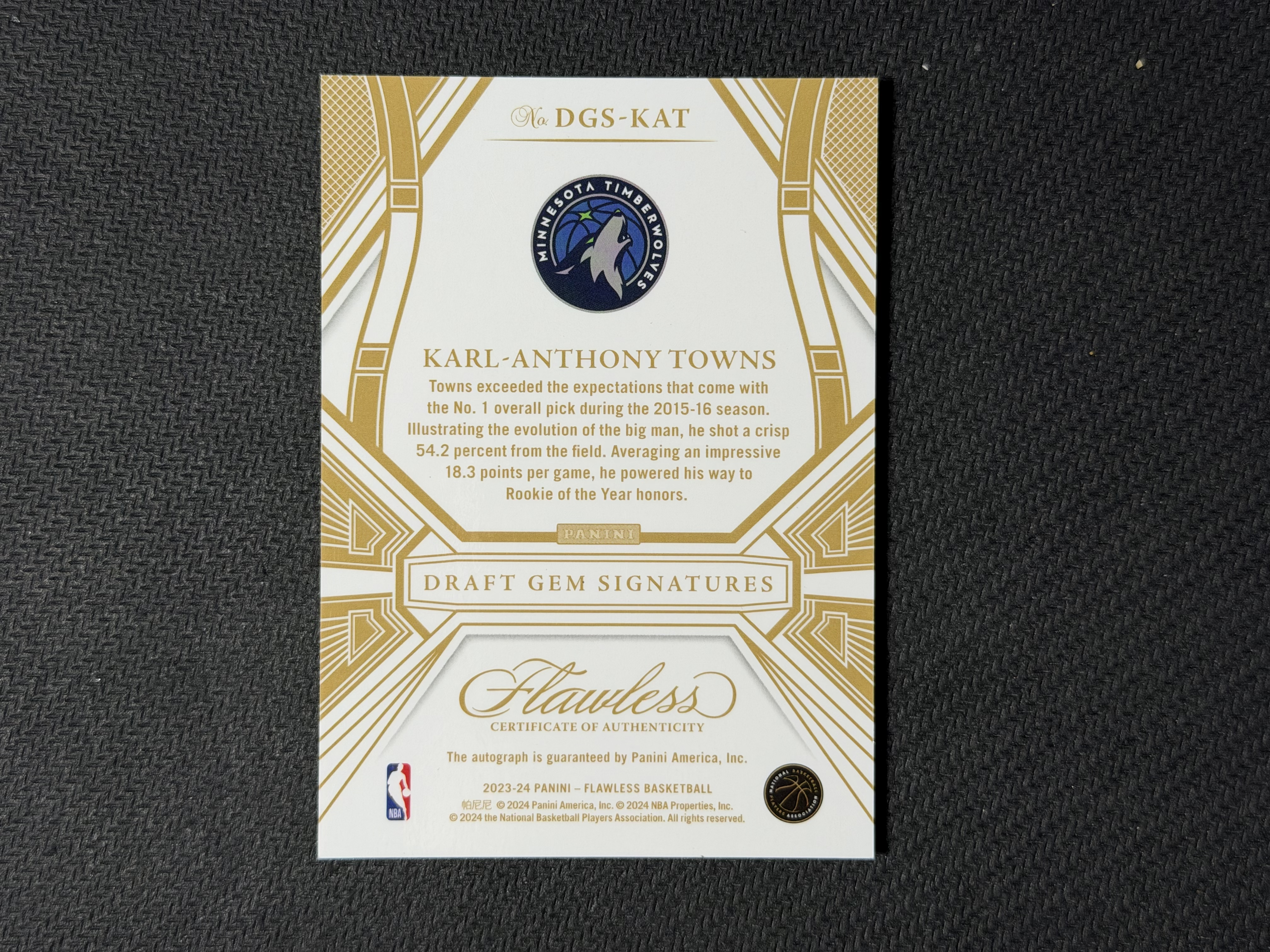 2024-25 Panini Flawless Karl Anthony Towns 🤞不顶价 不做价🤞手提 森林狼 尼克斯 安东尼唐斯 13/15编 红平行 DGS 新秀选图 签字卡签 卡品如图