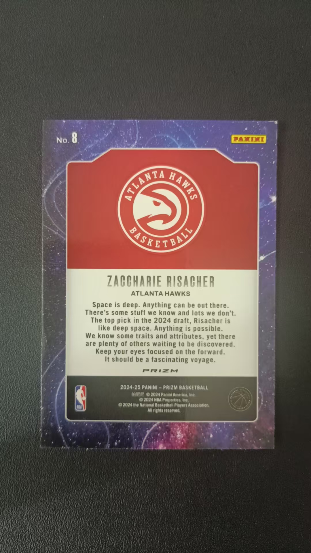 2024-25 Panini Prizm Zaccharie Risacher RC #8 老鹰 扎卡里 里萨谢 扎卡里 RC 折射 银折 新秀年