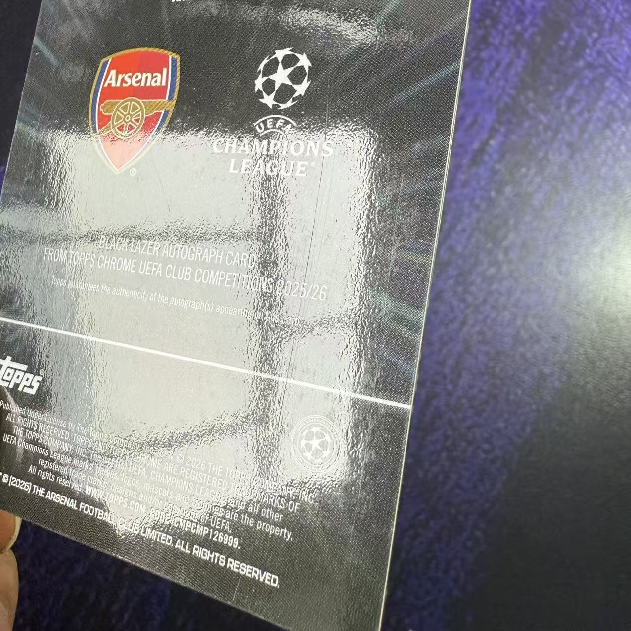 2026 Topps Chrome Santi Cazorla 欧冠 阿森纳 西班牙 卡索拉 黑镭射折 签名签字 完美墨迹 微瑕划痕【拾艺代卖】SY06270