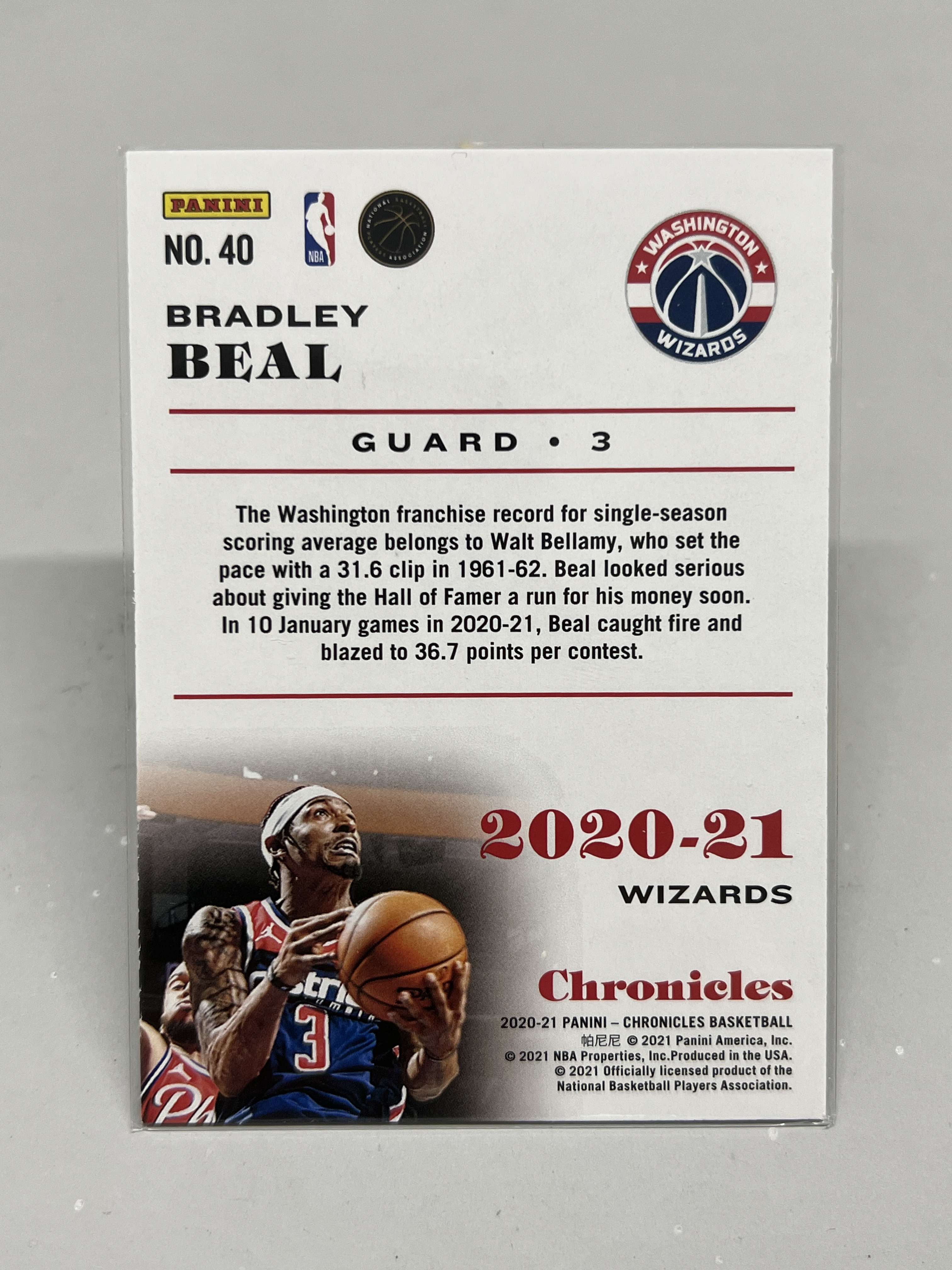 2020-21 Panini Chronicles Bradley Beal 【接寄拍 挂机拍卖】帕尼尼 编年史 布拉德利·比尔 奇才队 折射 万花筒折 金平行 #40 卡品如图 收藏 凑套