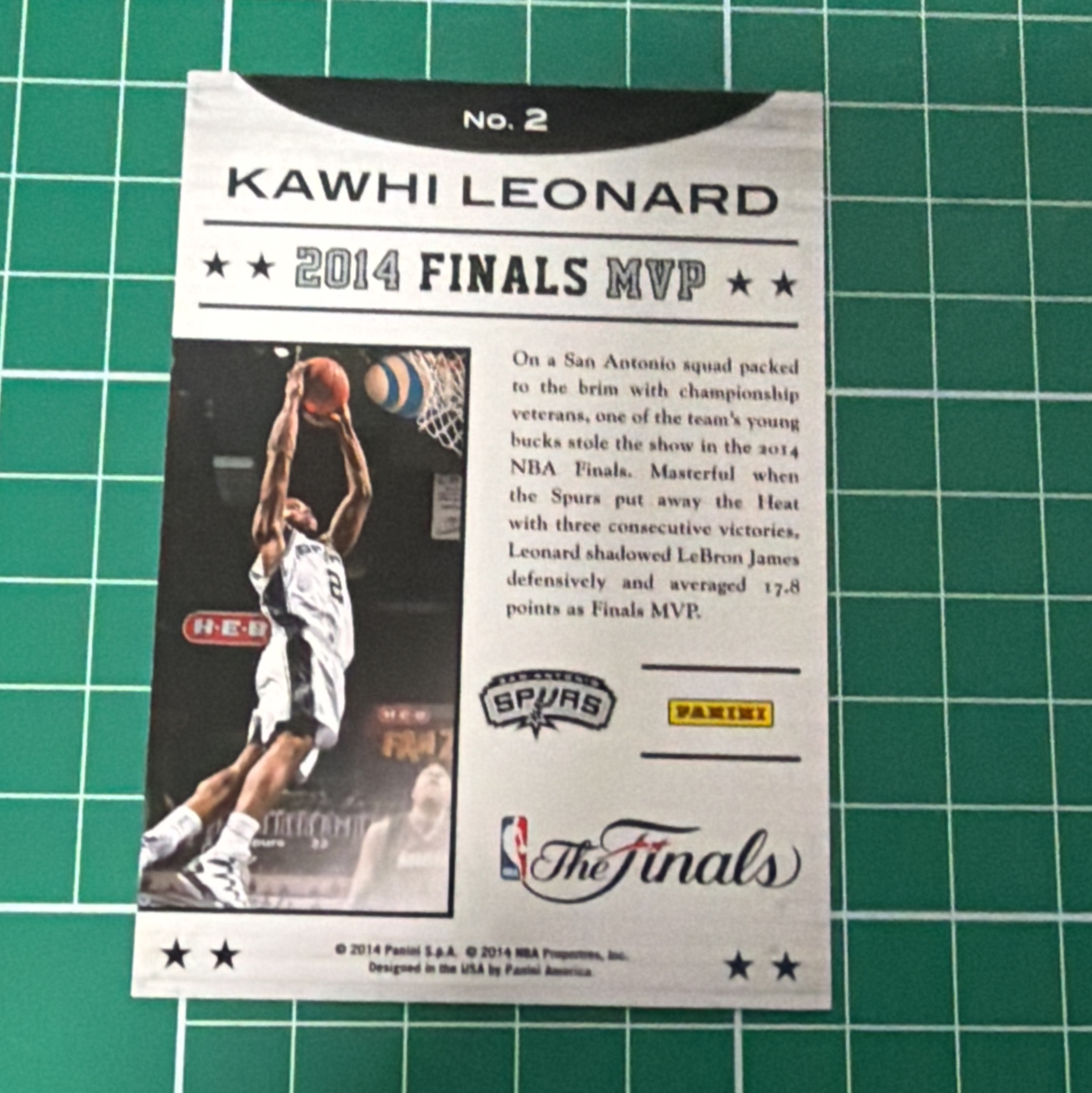 2014-15 Panini Americana Kawhi Leonard S.p.a. 科怀伦纳德 卡哇伊 马刺队2014总决赛最有价值球员 FMVP 特卡 闪卡 十年老卡 绝版卡稀有大比例