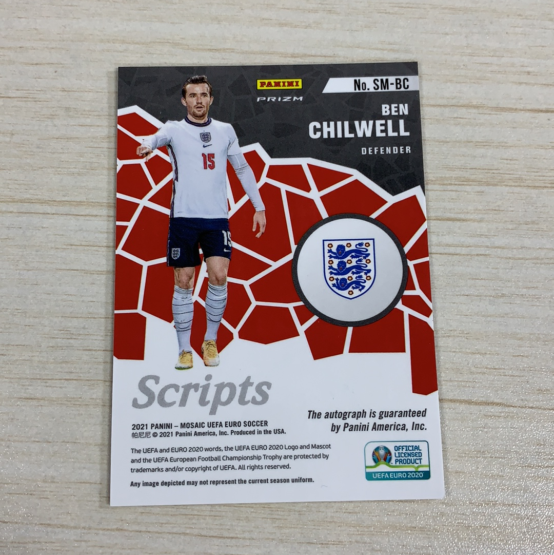 【小牛代拍】Panini 2021 欧洲杯 Mosaic UEFA Euro 英格兰 Scripts 签字 银马赛克折 左路走廊 本 奇尔韦尔 Ben Chilwell 卡品如图(一哥)