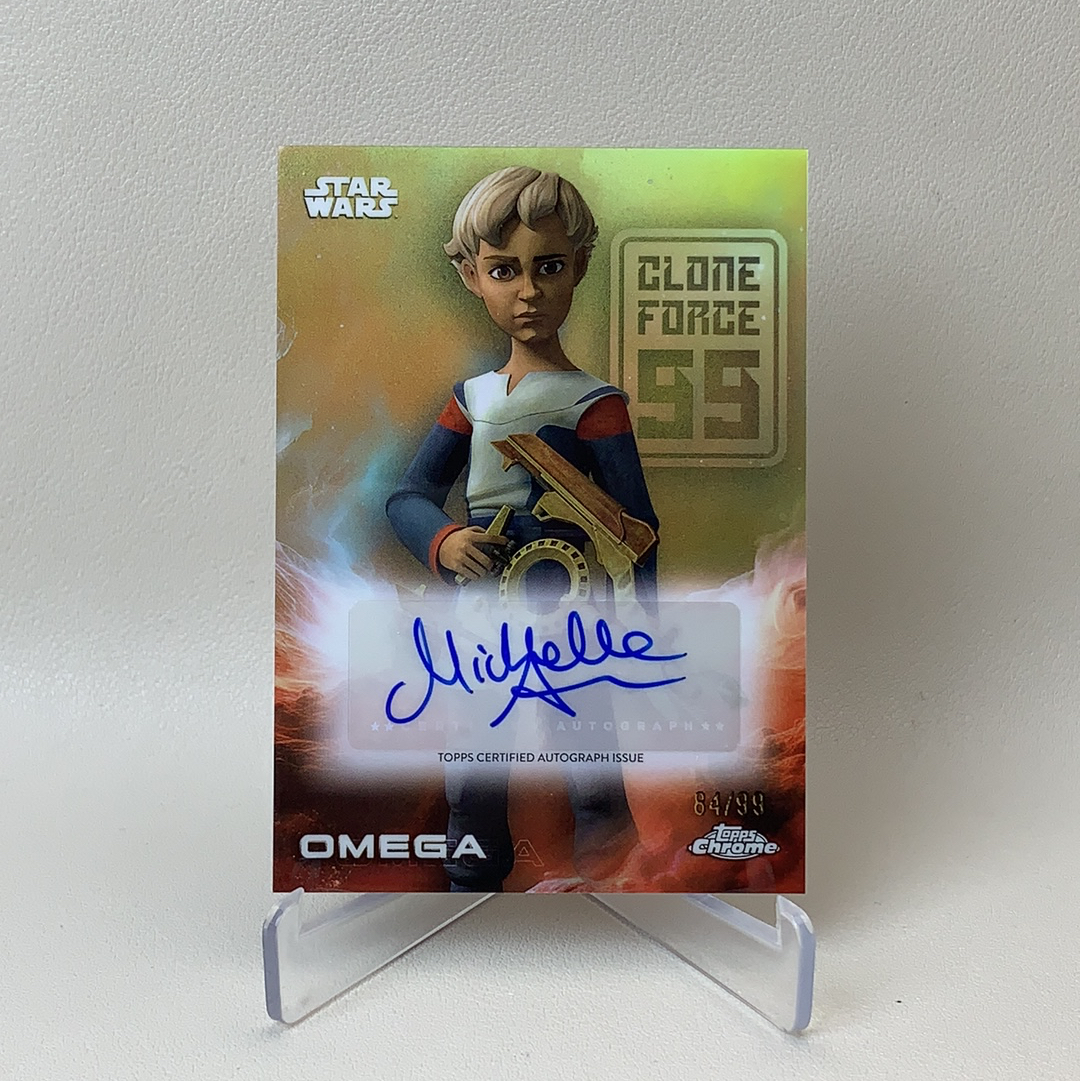 【弈卡代拍】 2025 Topps Star Wars Hobby 星球大战 星战Chrome 带编平行 黄折射 签名 签字 蓝字贴签 Omega 欧米伽 84/99编 品相如图 凑套必备 Mito