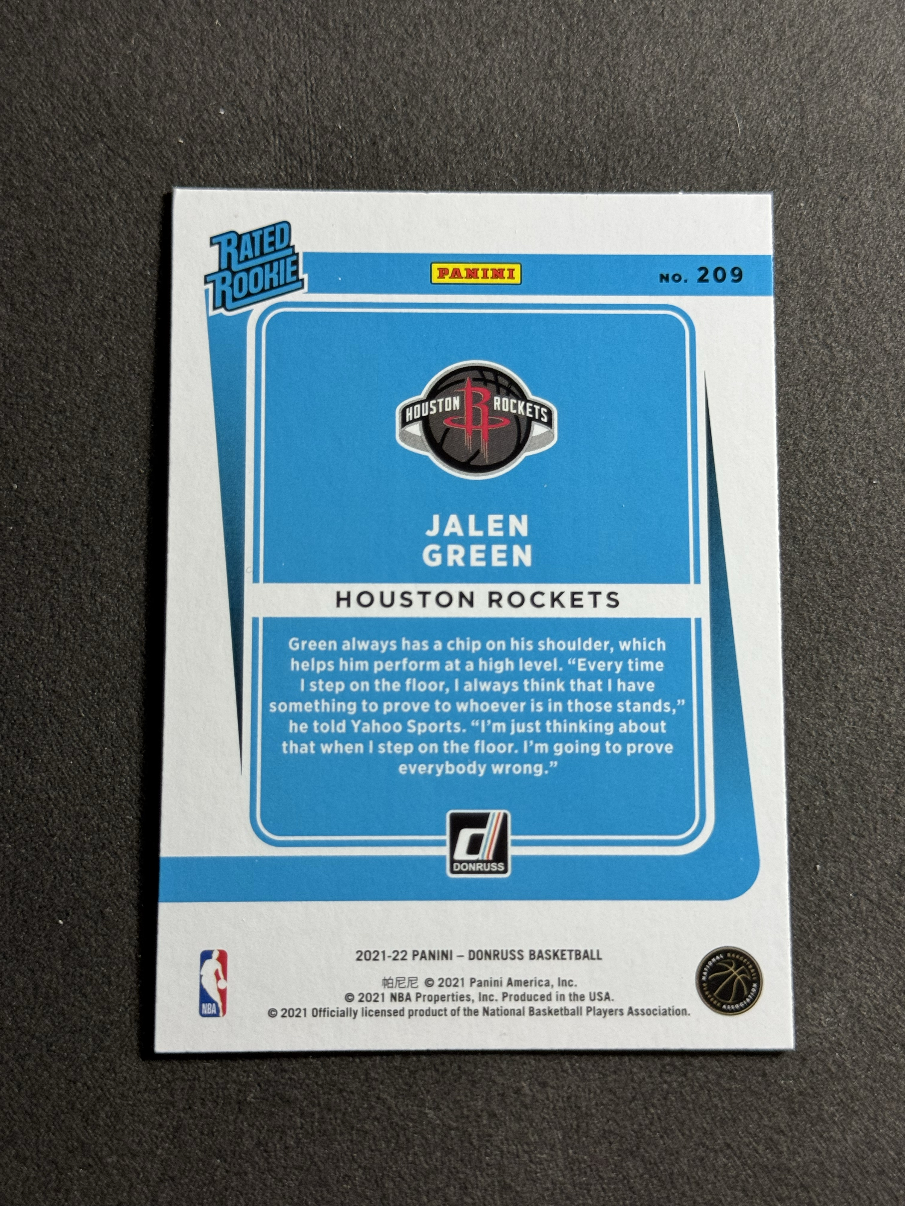 2021-22 Panini Donruss Jalen Green RC 新秀 火箭 杰伦 格林 橙佛光 折射