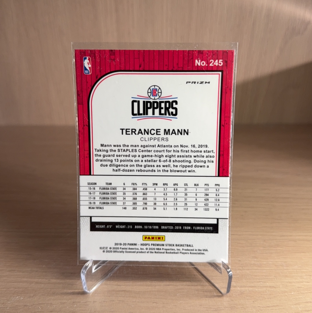 2019-20 Panini NBA Hoops Terance Mann RC 【免费代卖】快船 新秀 RC 特兰斯 曼 银折 瀑布折 折射 专收必备 值得收藏!!