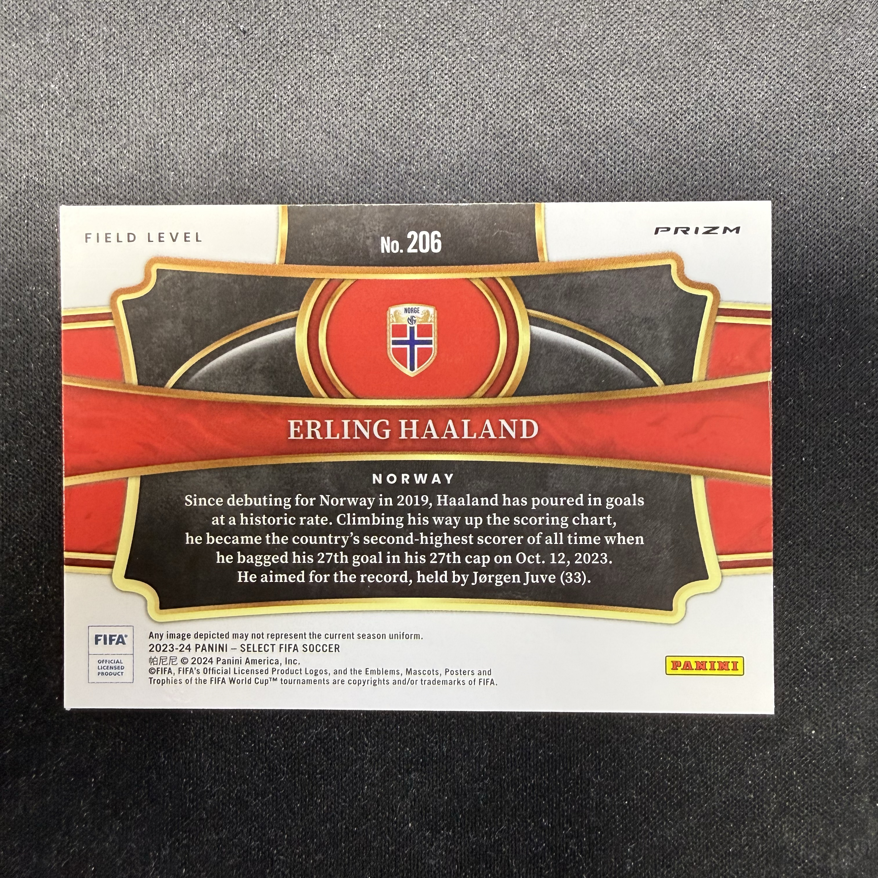 2023-24 Panini Select Erling Haaland 【SC拍卖】FIFA 哈兰德 挪威 三级 红折 收藏必备(小樽之恋)