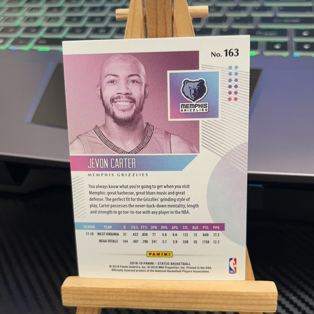 2018-19 Panini Status Jevon Carter RC 杰文 卡特 灰熊 新秀 银折 status卡品如图 凑图必备 值得收藏!免费代卖!