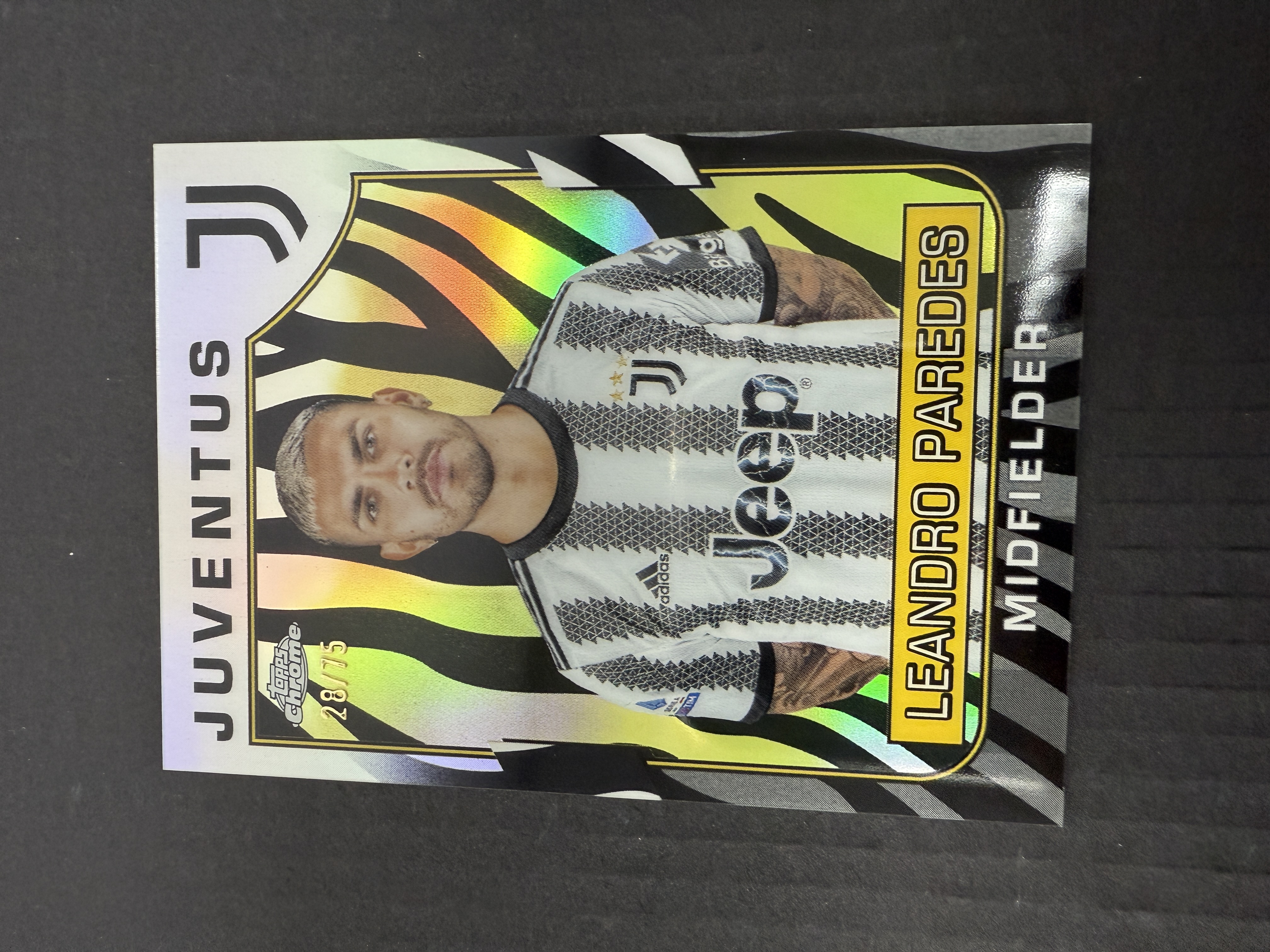 【GOAT山羊拍卖】D哥 2023-24赛季 topps chrome尤文图斯队盒系列 帕雷德斯 斑马折 /75 尤文图斯名宿 品相如图